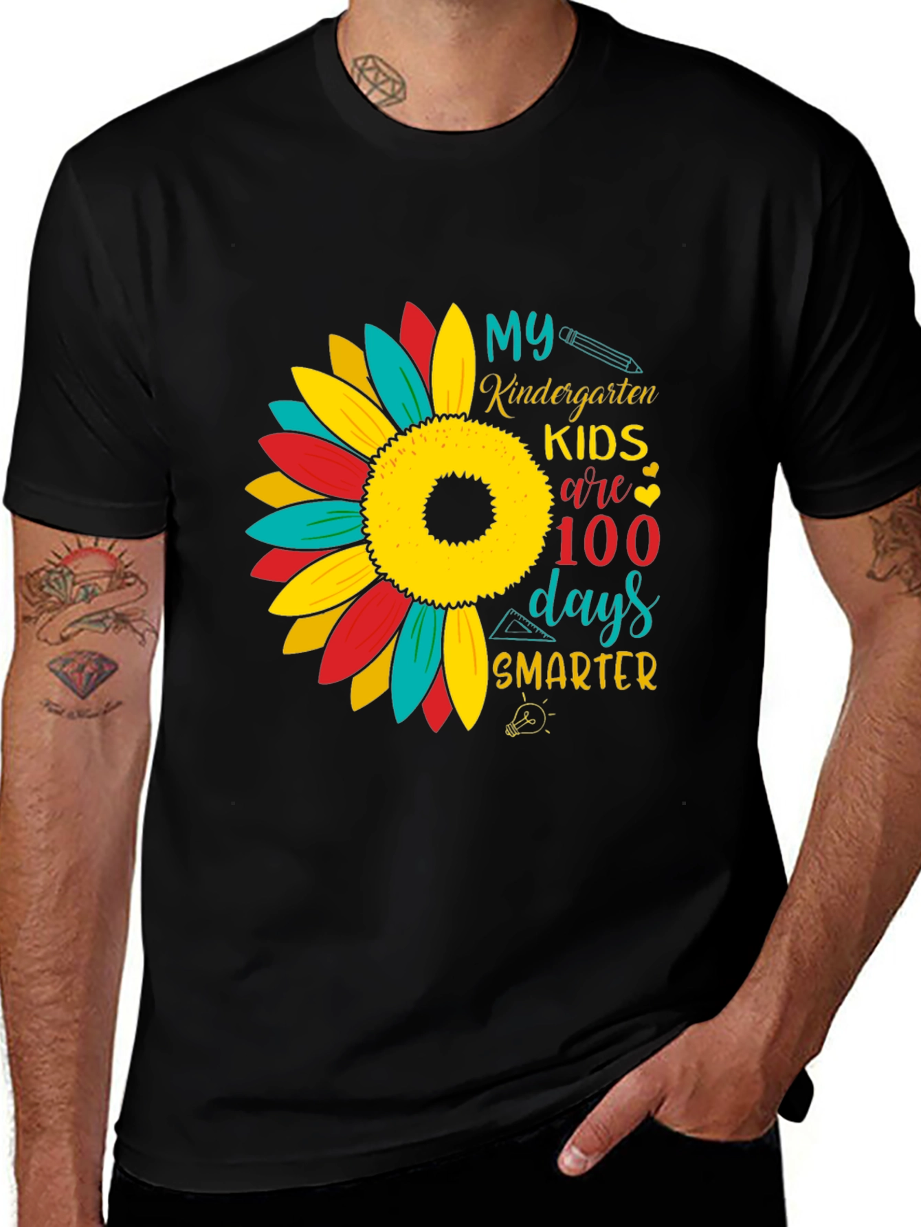 Kindergarten 100 Days Smarter Sunflower T-Shirt