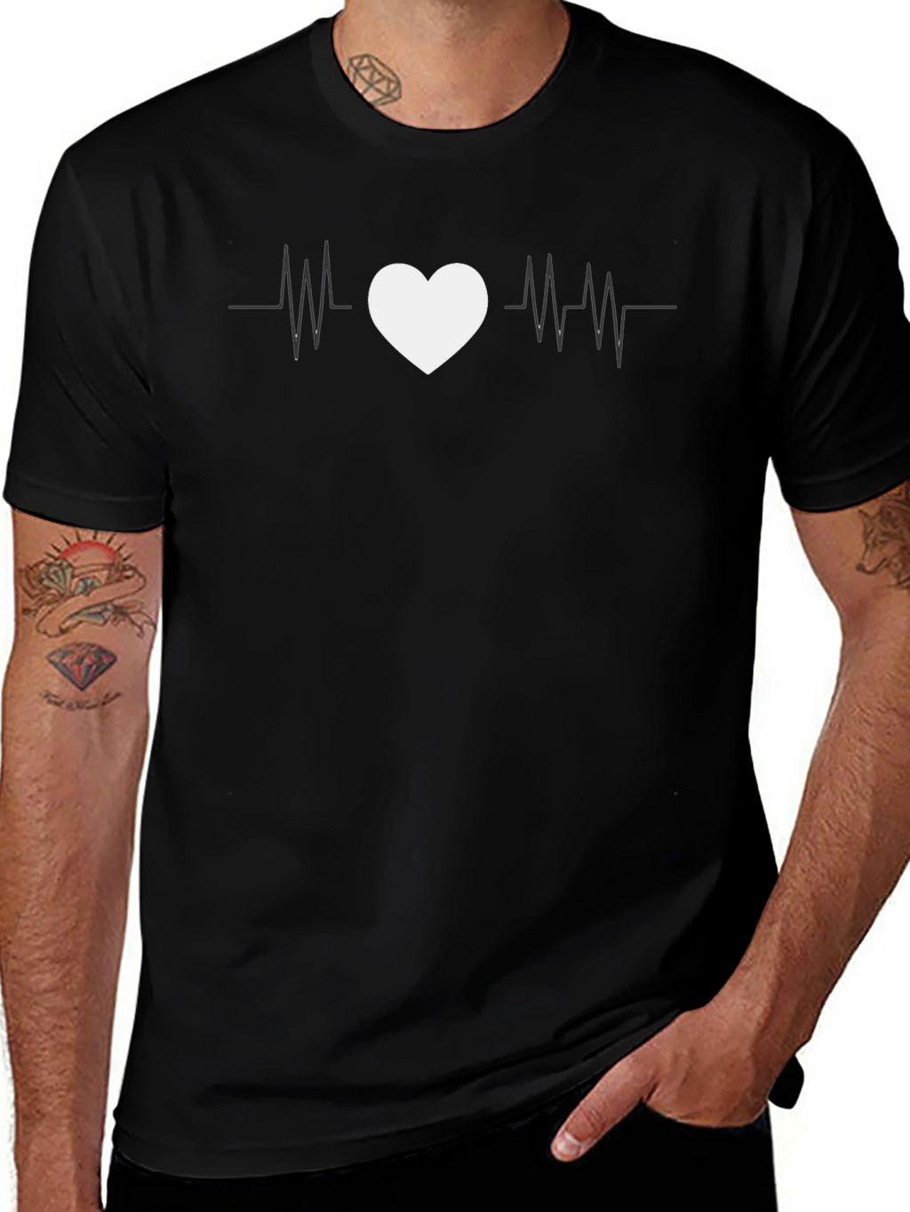 Heartbeat Love Graphic Tee - Black