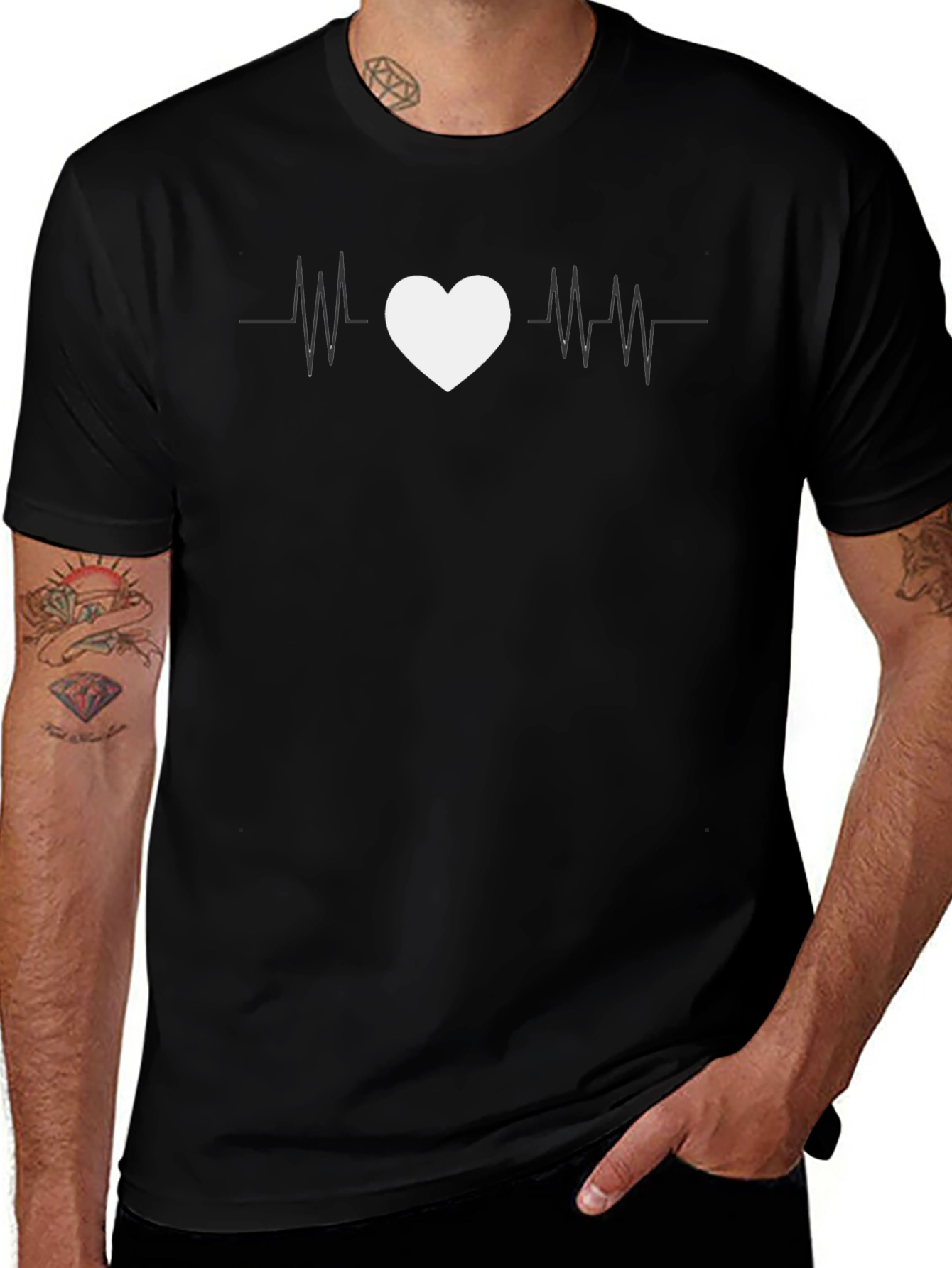 Heartbeat Love Graphic Tee - Black