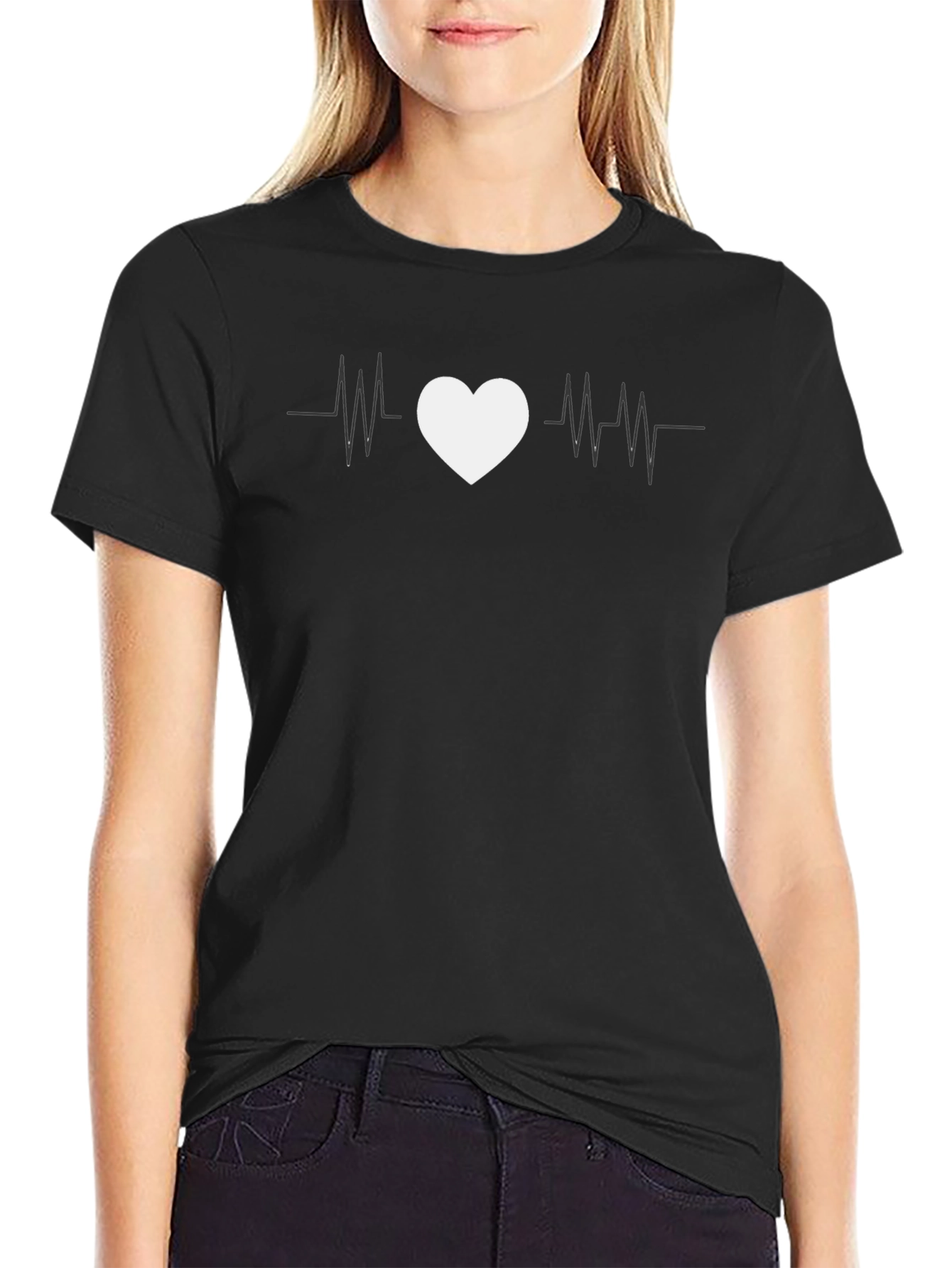 Heartbeat Love Graphic Tee - Black