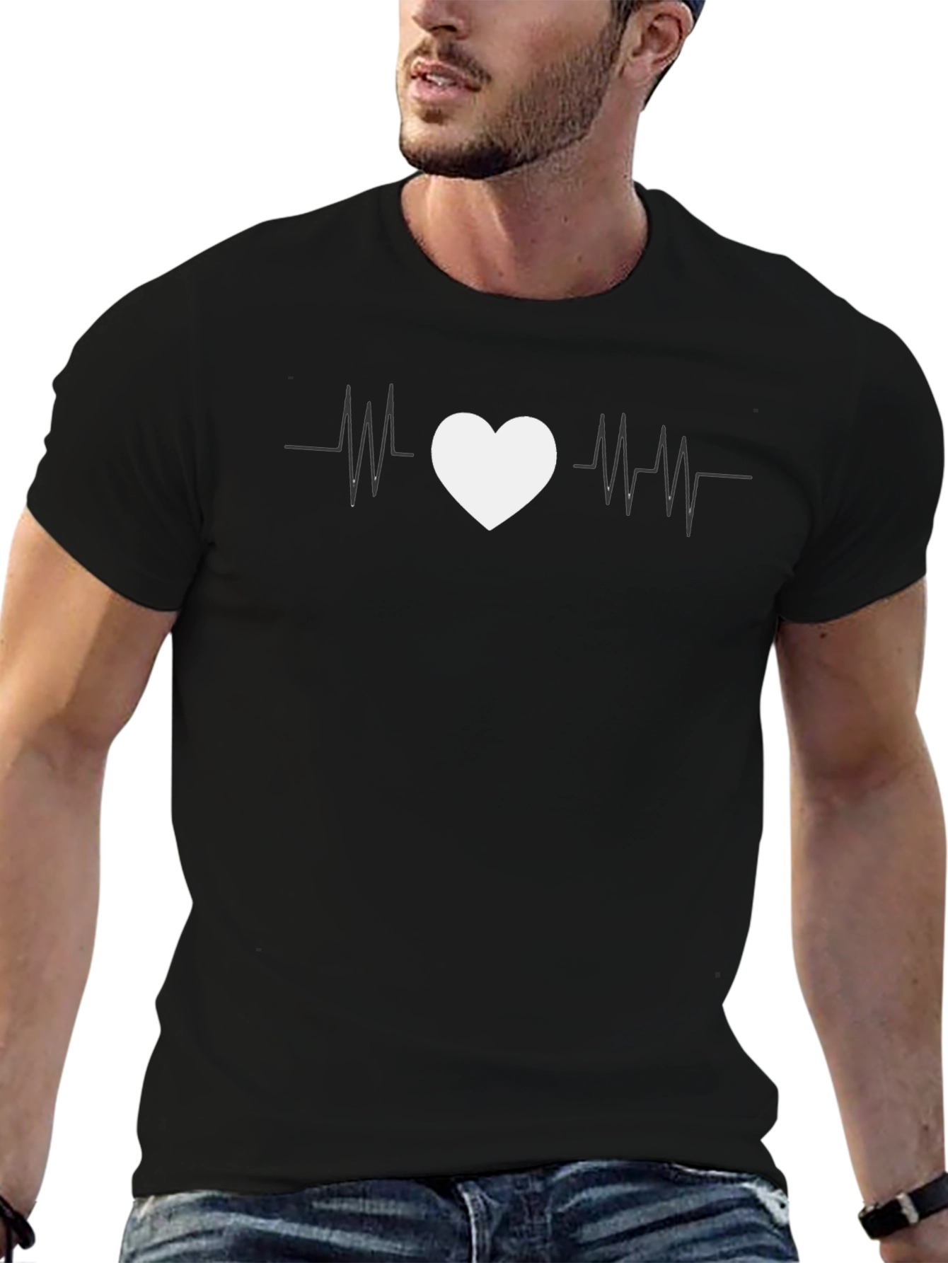 Heartbeat Love Graphic Tee - Black