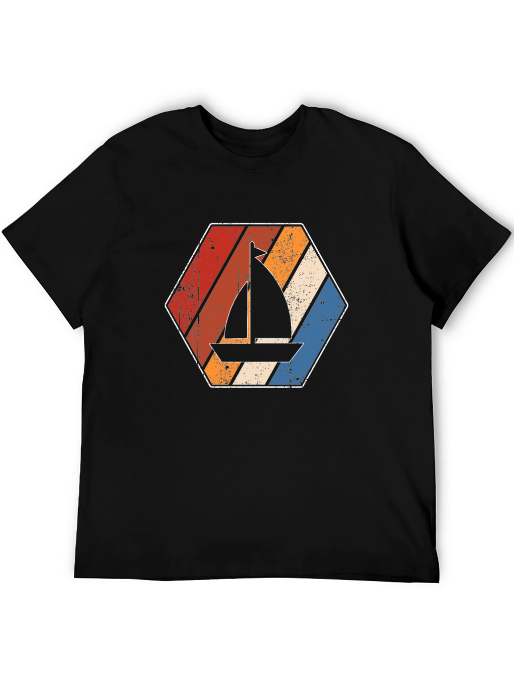 Retro Sailboat Graphic Tee - Black