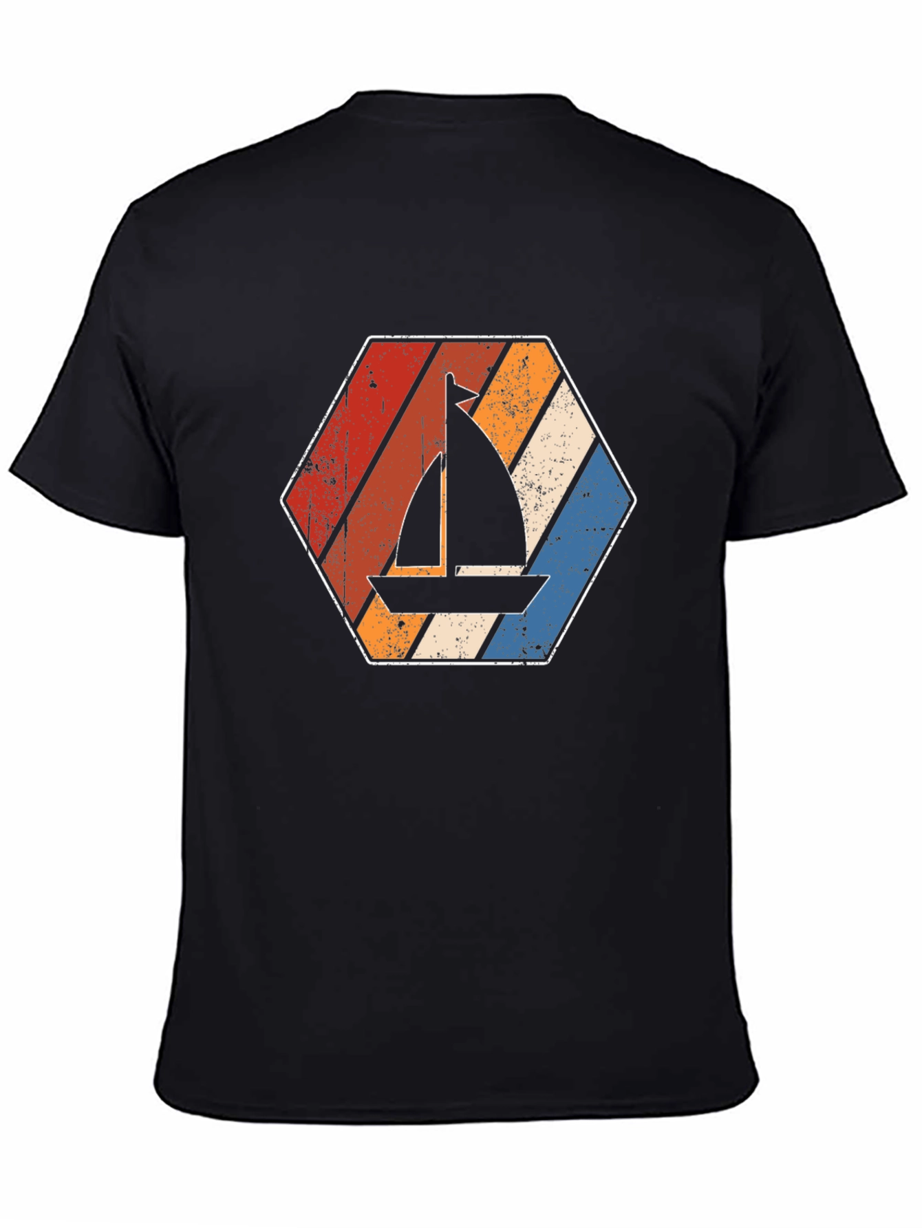 Retro Sailboat Graphic Tee - Black
