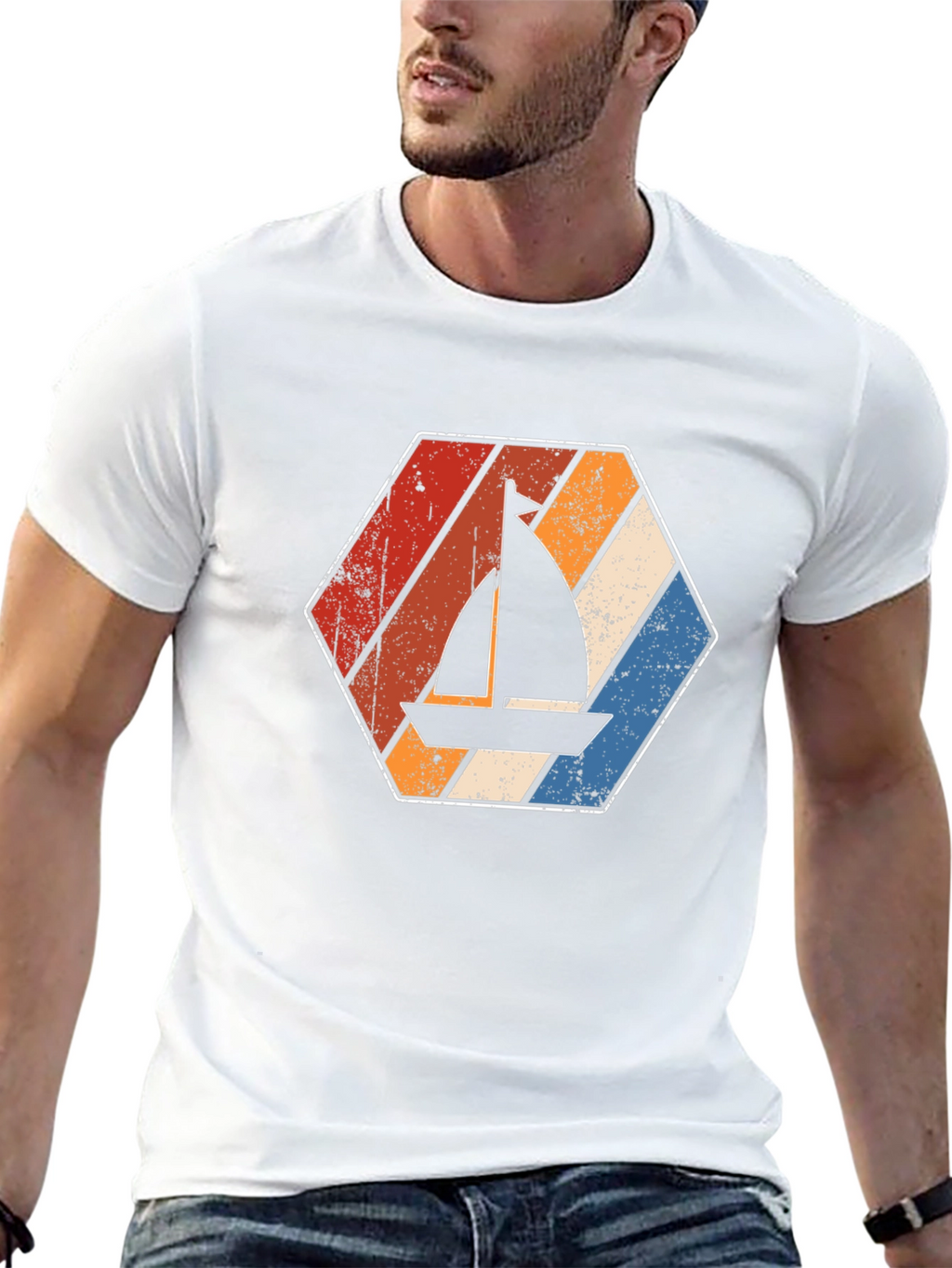 Retro Sailboat Graphic Tee - Black
