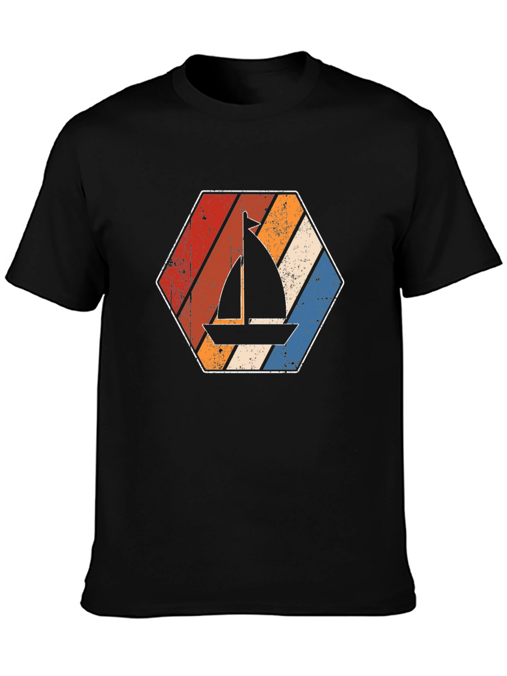 Retro Sailboat Graphic Tee - Black