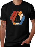Retro Sailboat Graphic Tee - Black