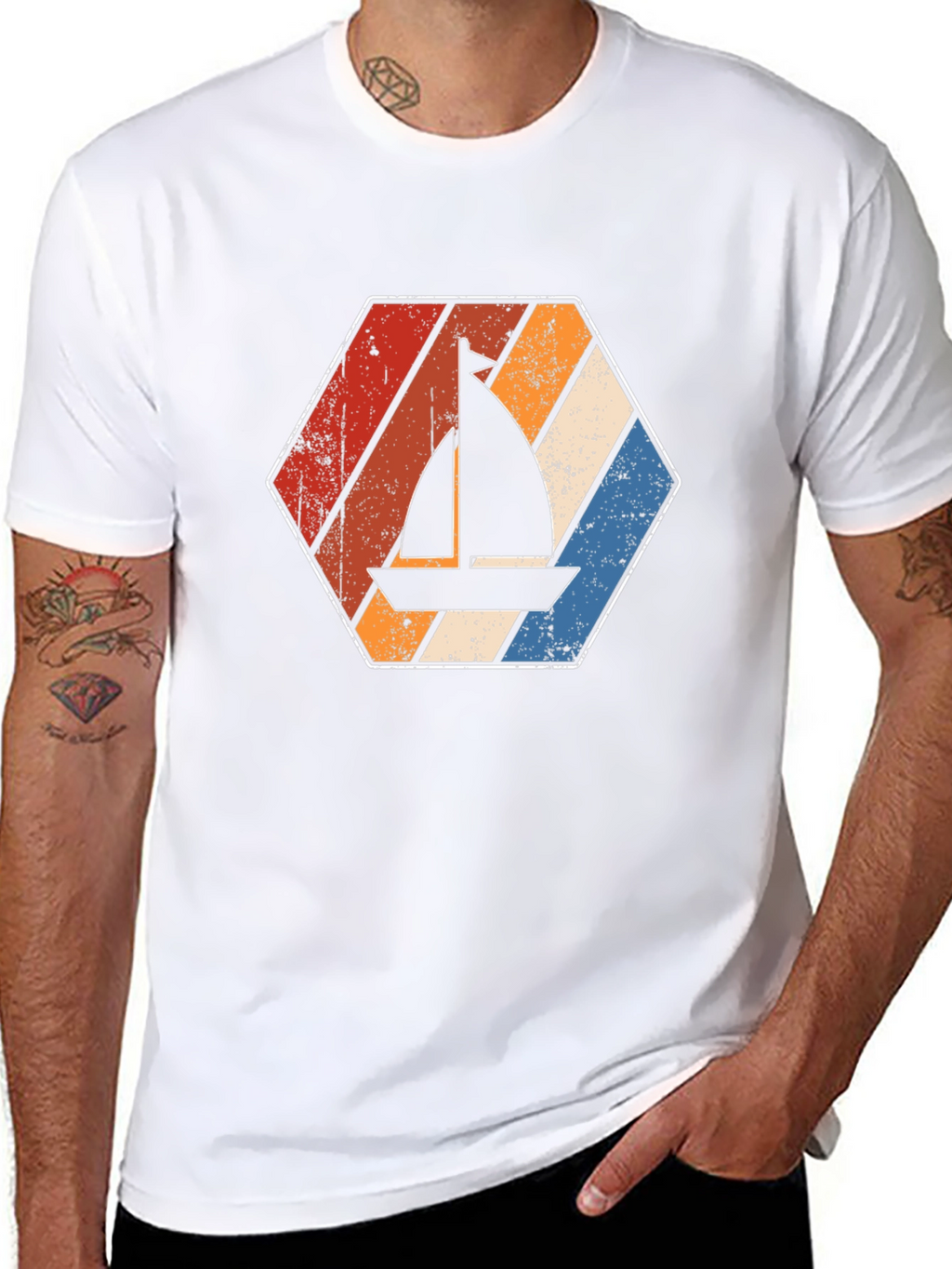 Retro Sailboat Graphic Tee - Black