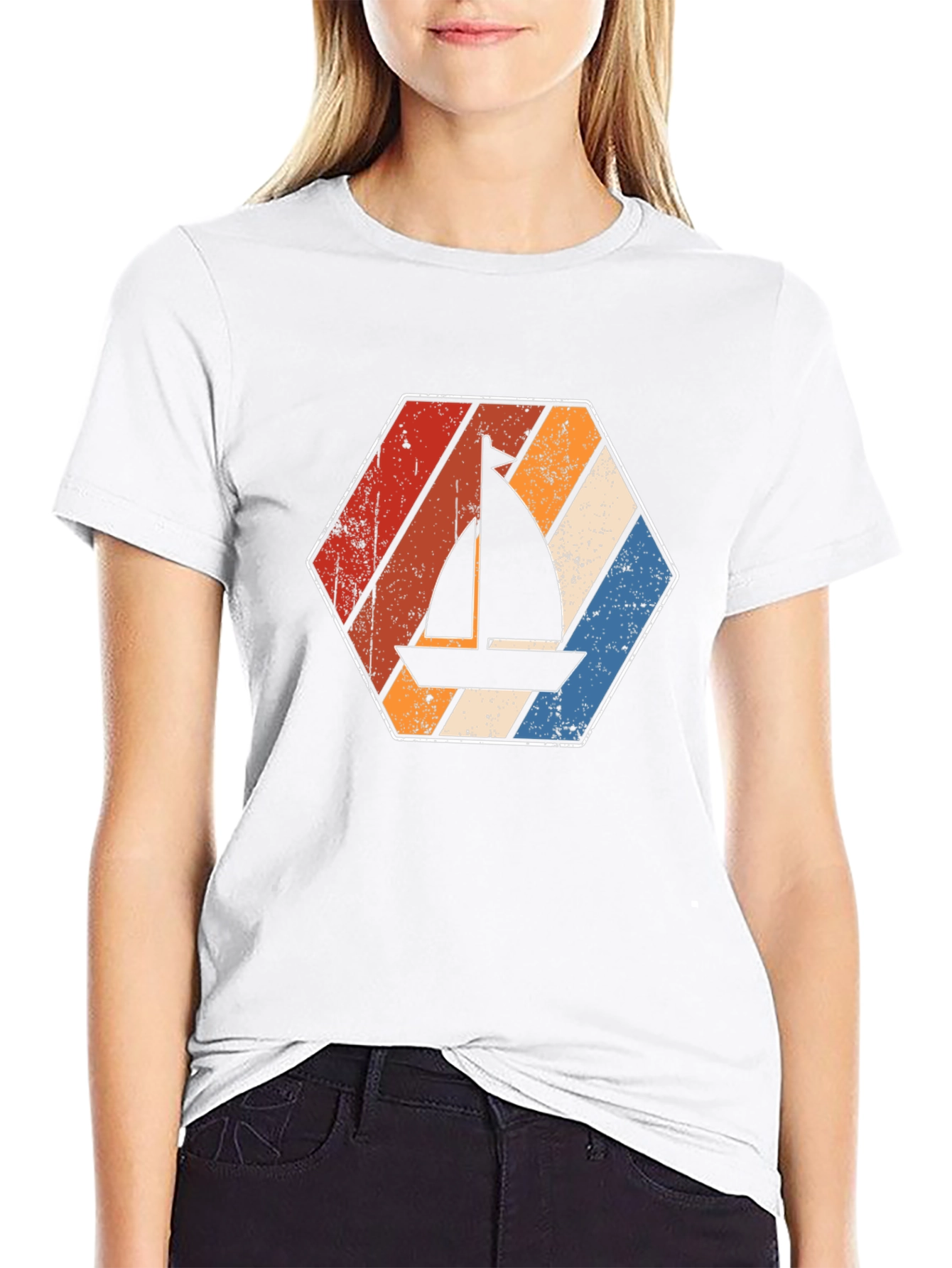 Retro Sailboat Graphic Tee - Black