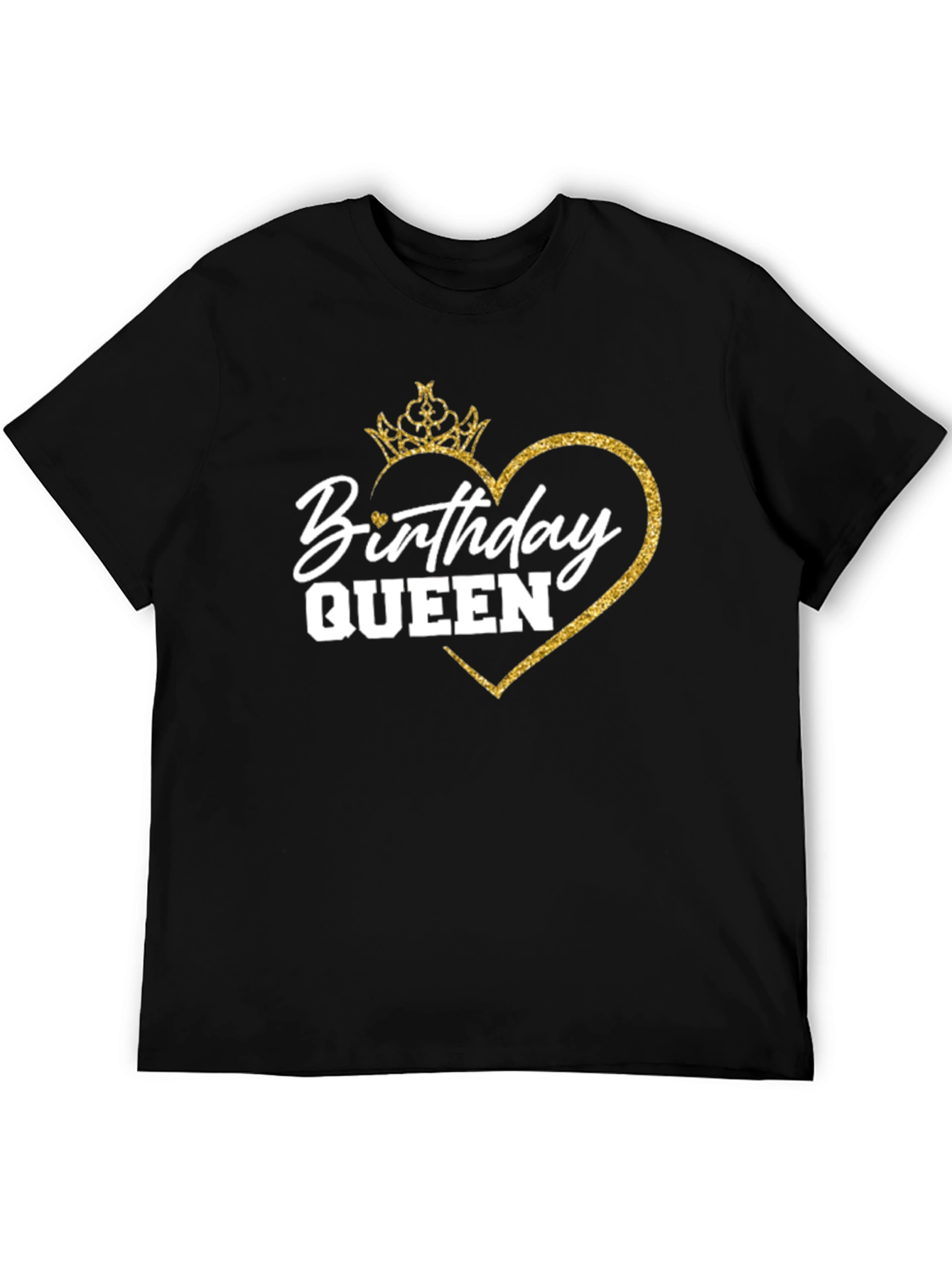 Birthday Queen T-Shirt - Gold Glitter Crown