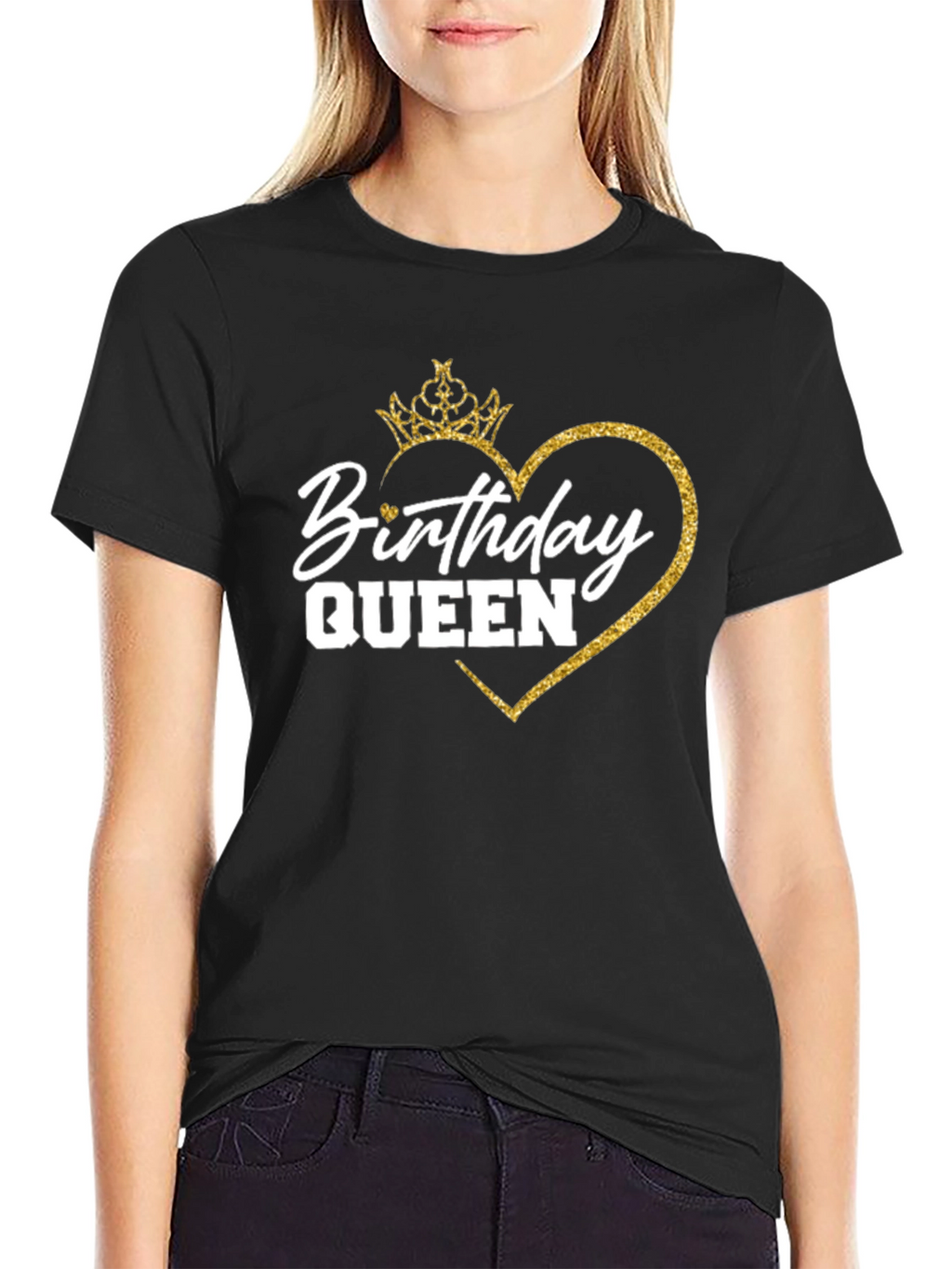 Birthday Queen T-Shirt - Gold Glitter Crown