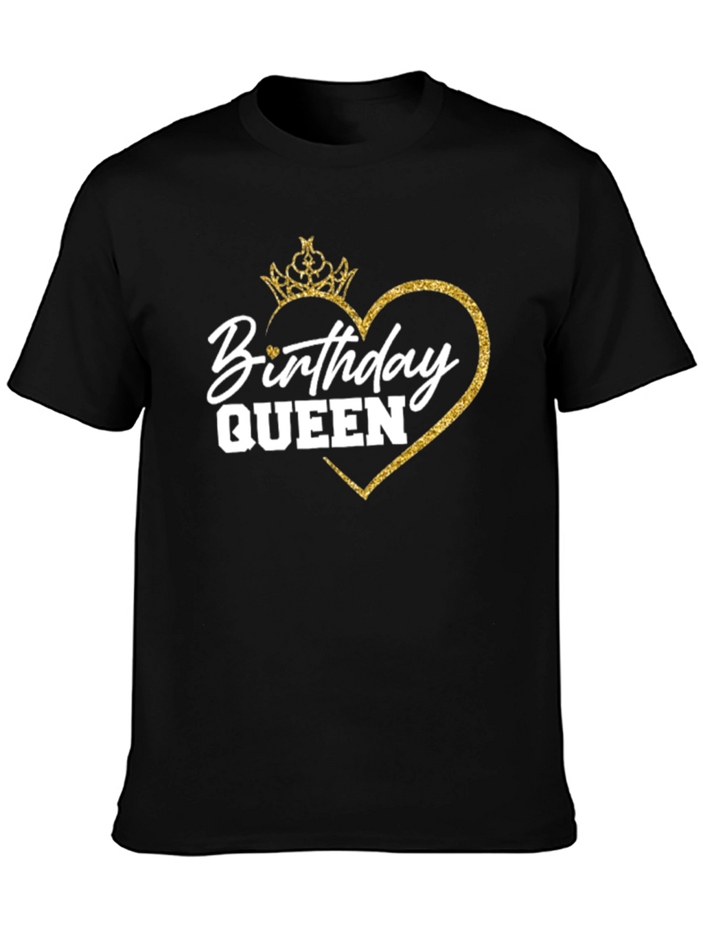 Birthday Queen T-Shirt - Gold Glitter Crown