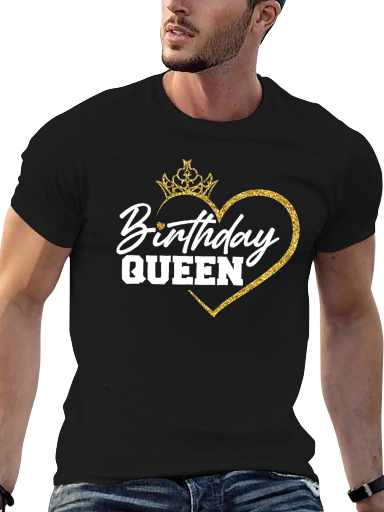 Birthday Queen T-Shirt - Gold Glitter Crown
