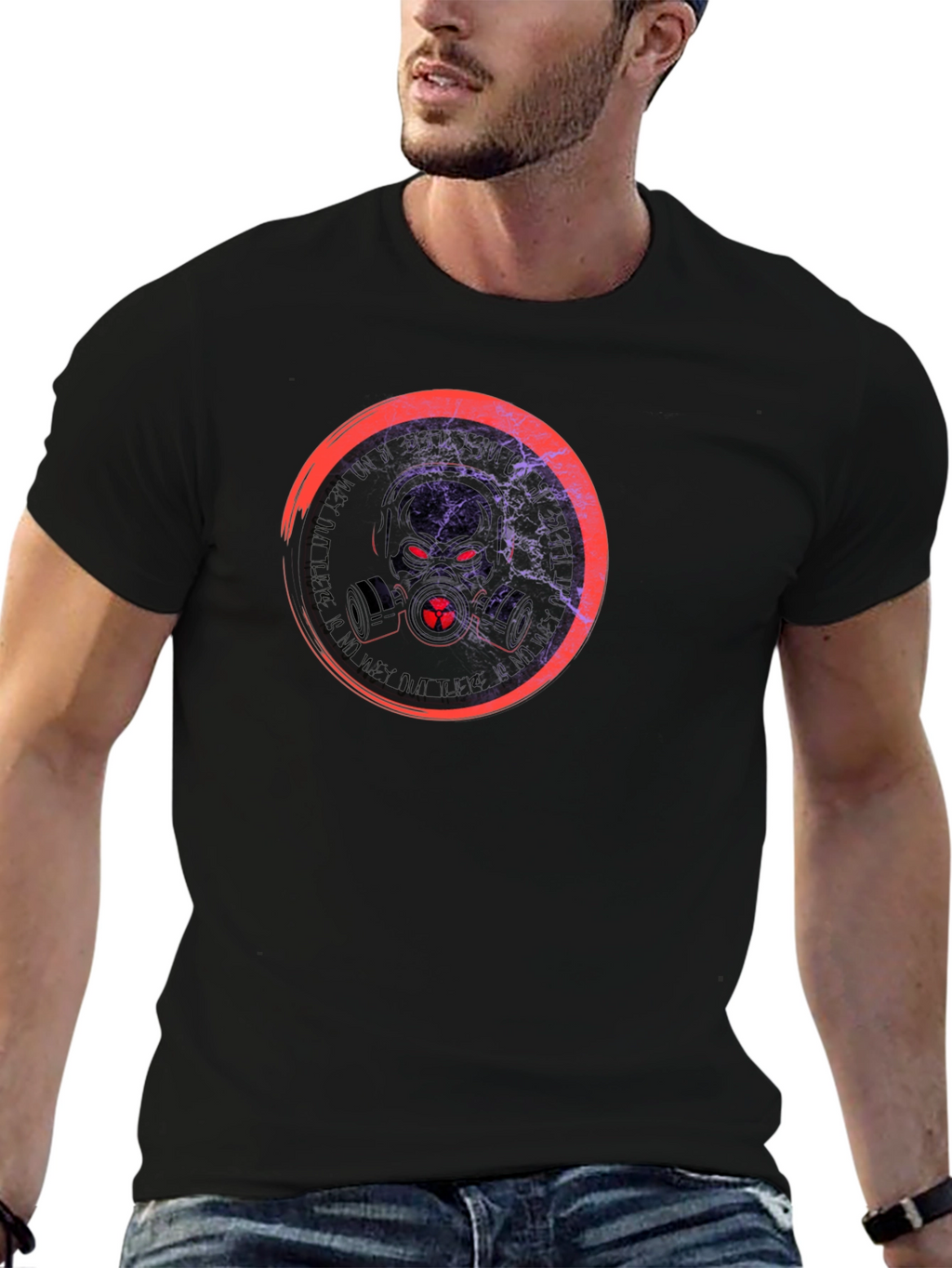 Toxic Gas Mask Graphic Black T-Shirt