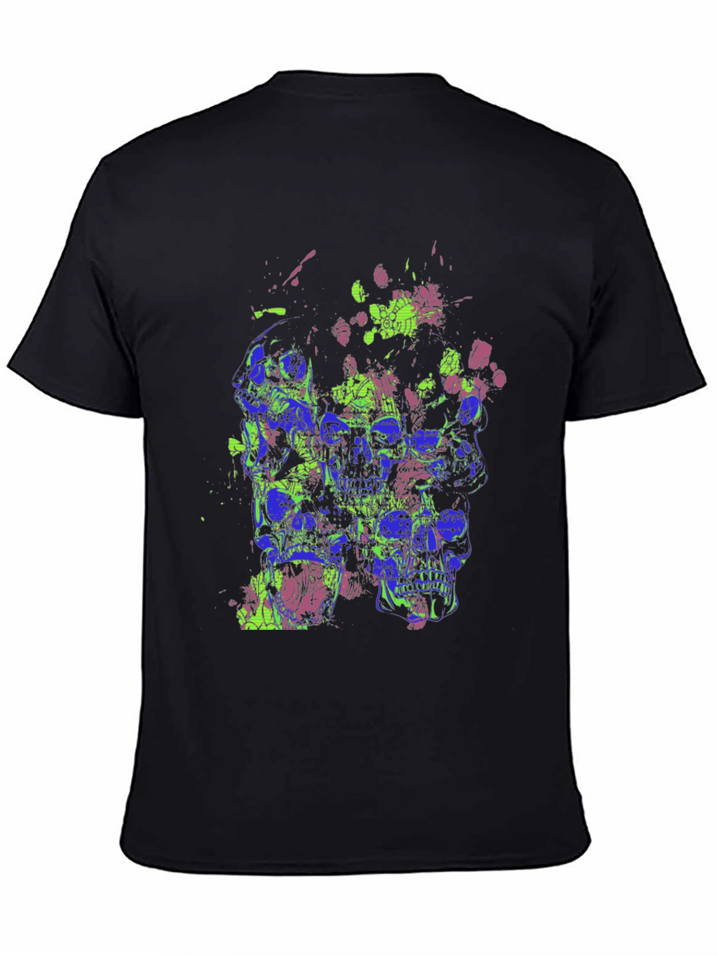 Skull Splatter Graphic Print Crew Neck T-Shirt