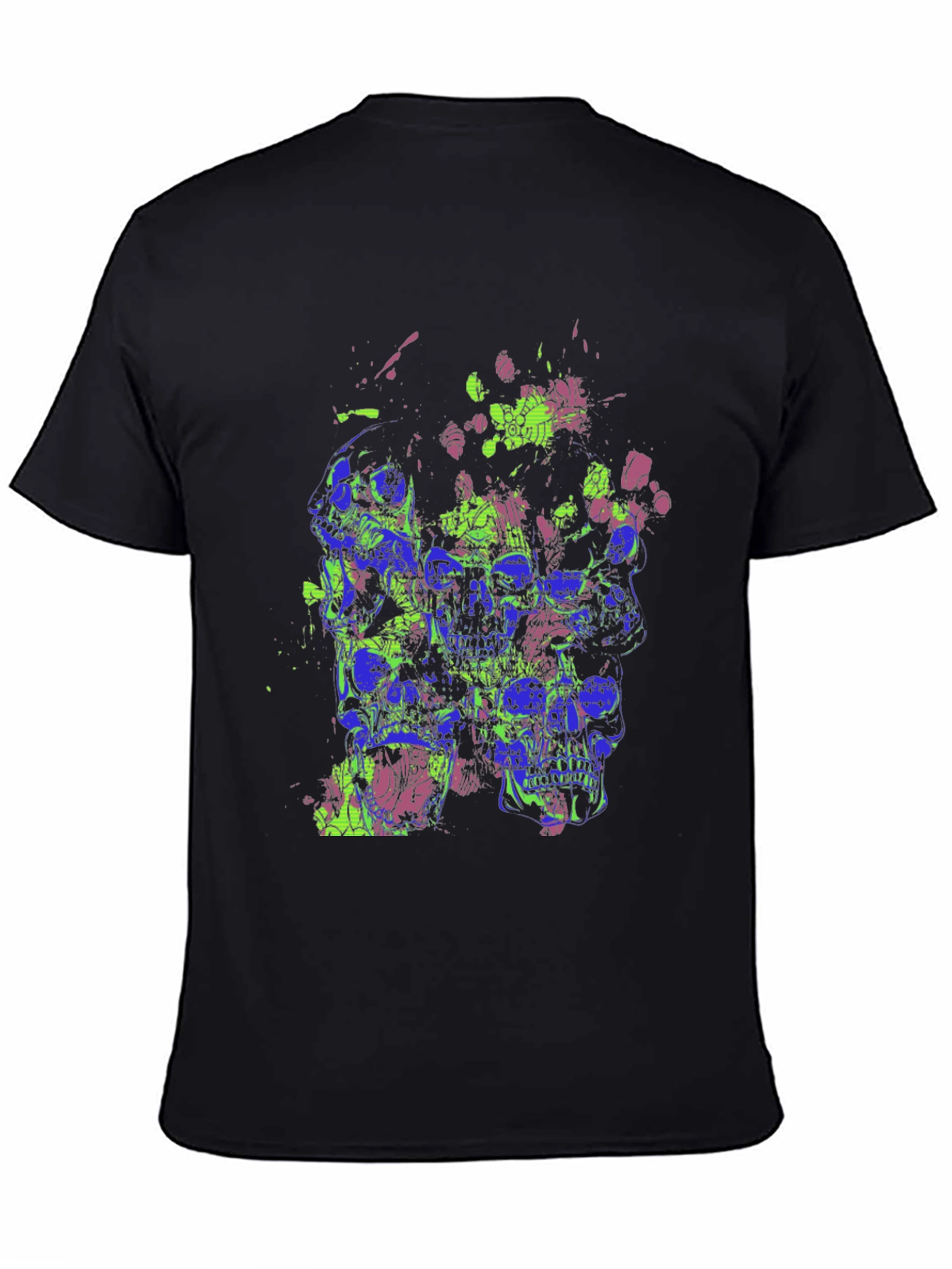 Skull Splatter Graphic Print Crew Neck T-Shirt