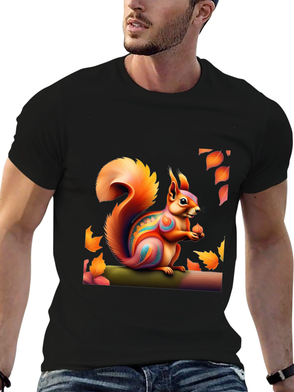 Squirrel Art T-Shirt - Nature Graphic Tee