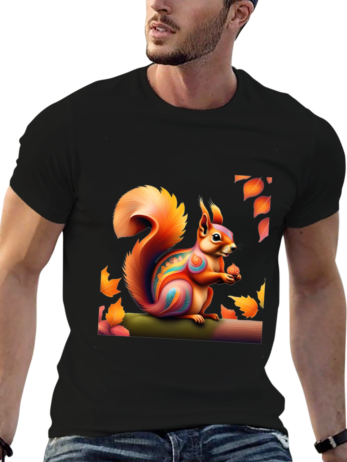 Squirrel Art T-Shirt - Nature Graphic Tee