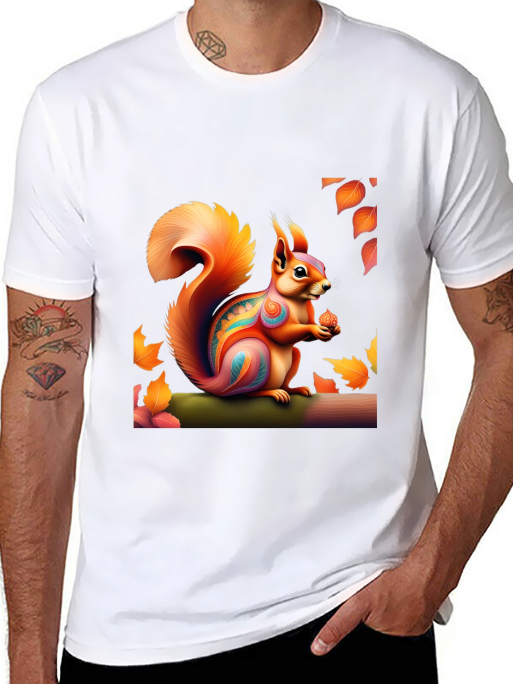 Squirrel Art T-Shirt - Nature Graphic Tee