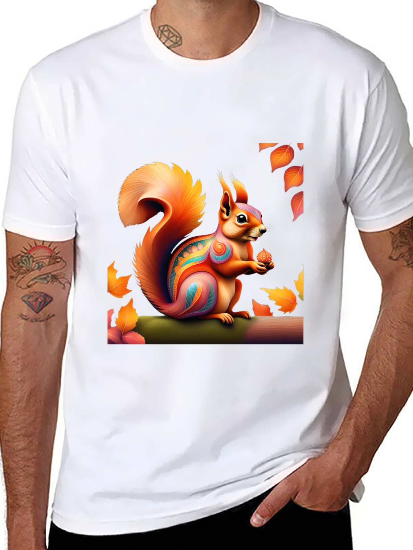 Squirrel Art T-Shirt - Nature Graphic Tee
