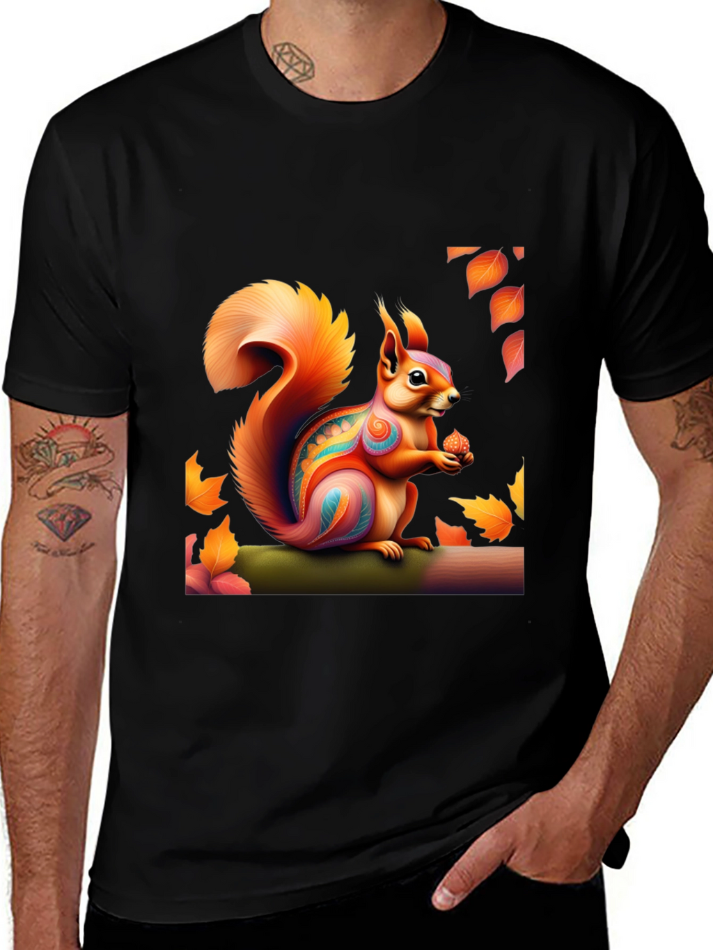Squirrel Art T-Shirt - Nature Graphic Tee