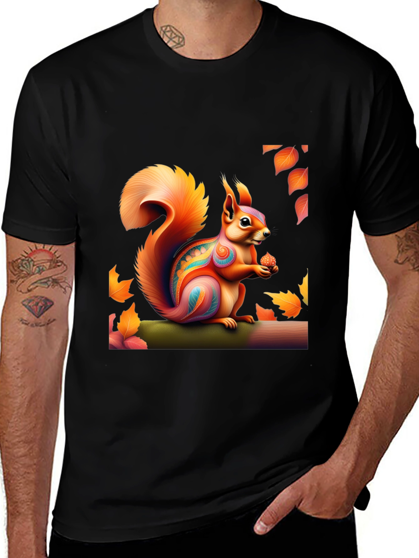 Squirrel Art T-Shirt - Nature Graphic Tee
