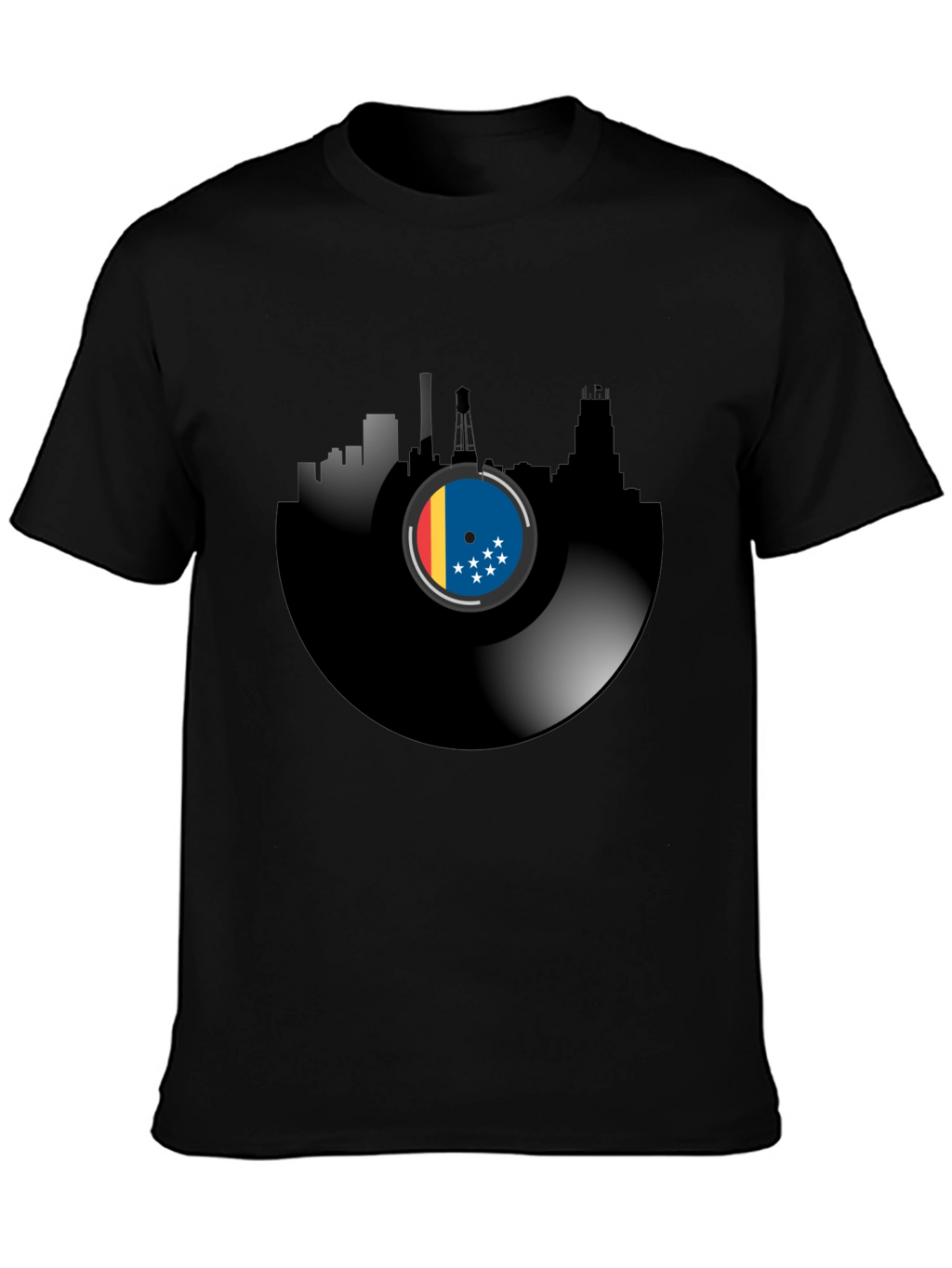 Vinyl Record Cityscape T-Shirt