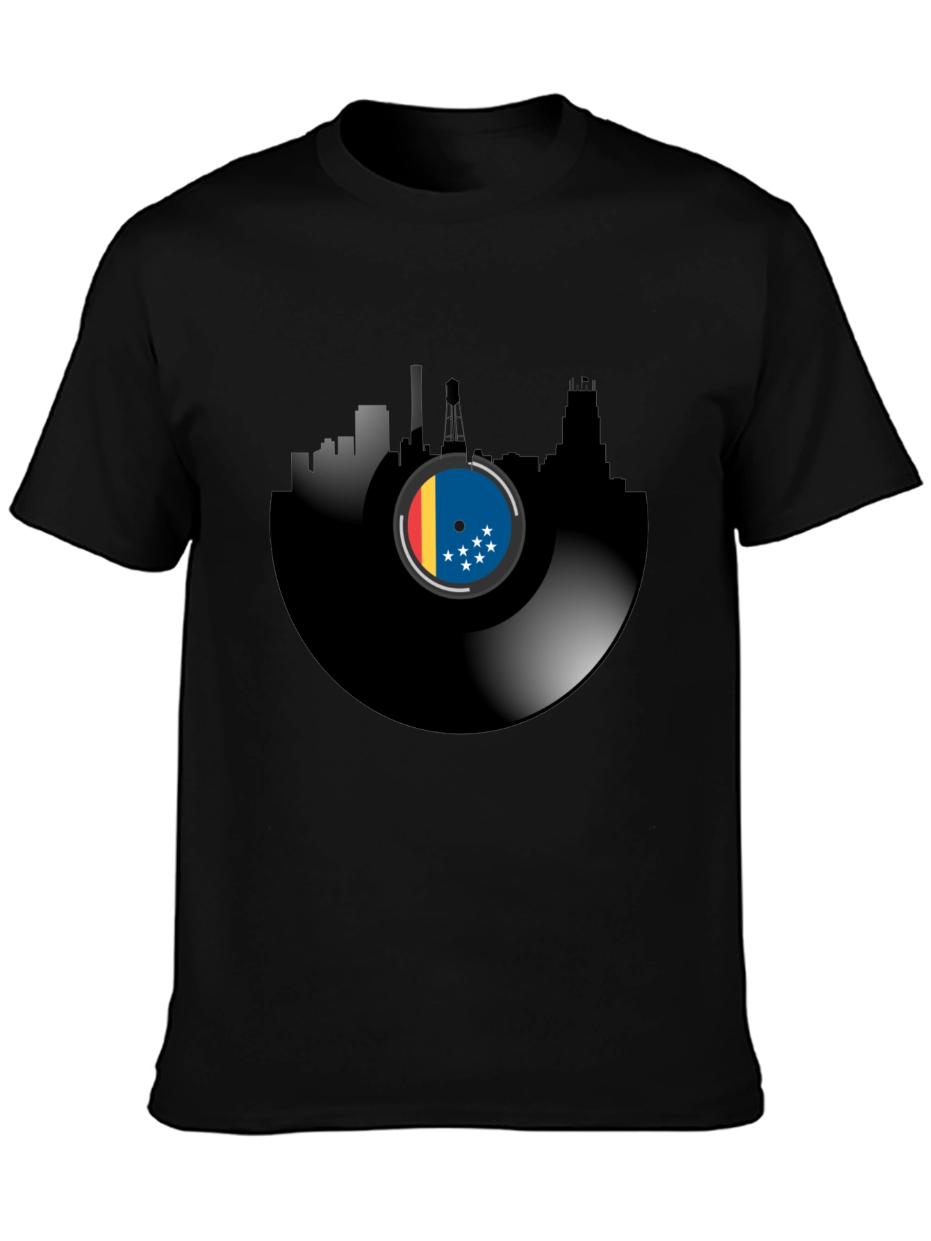 Vinyl Record Cityscape T-Shirt