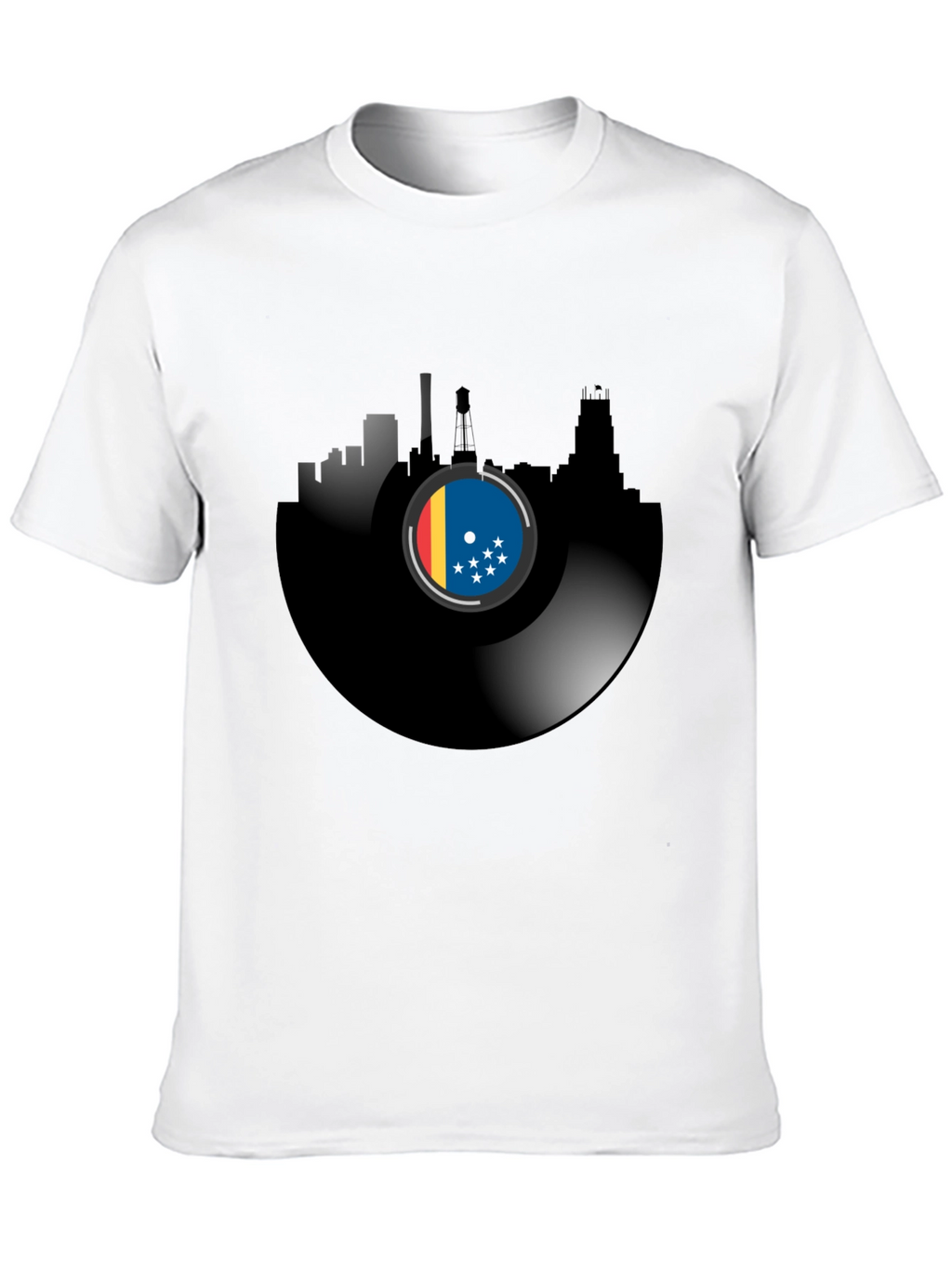 Vinyl Record Cityscape T-Shirt