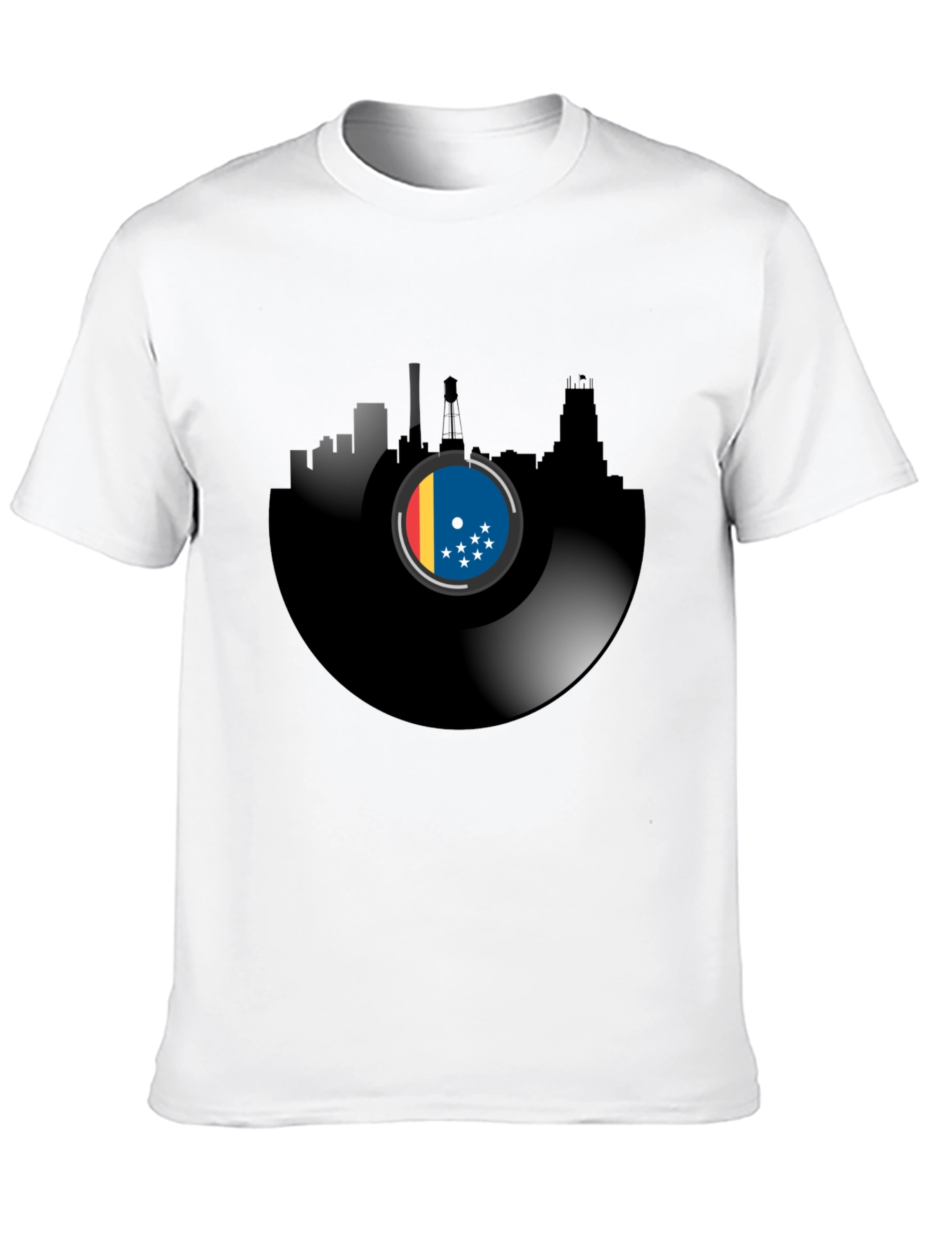 Vinyl Record Cityscape T-Shirt