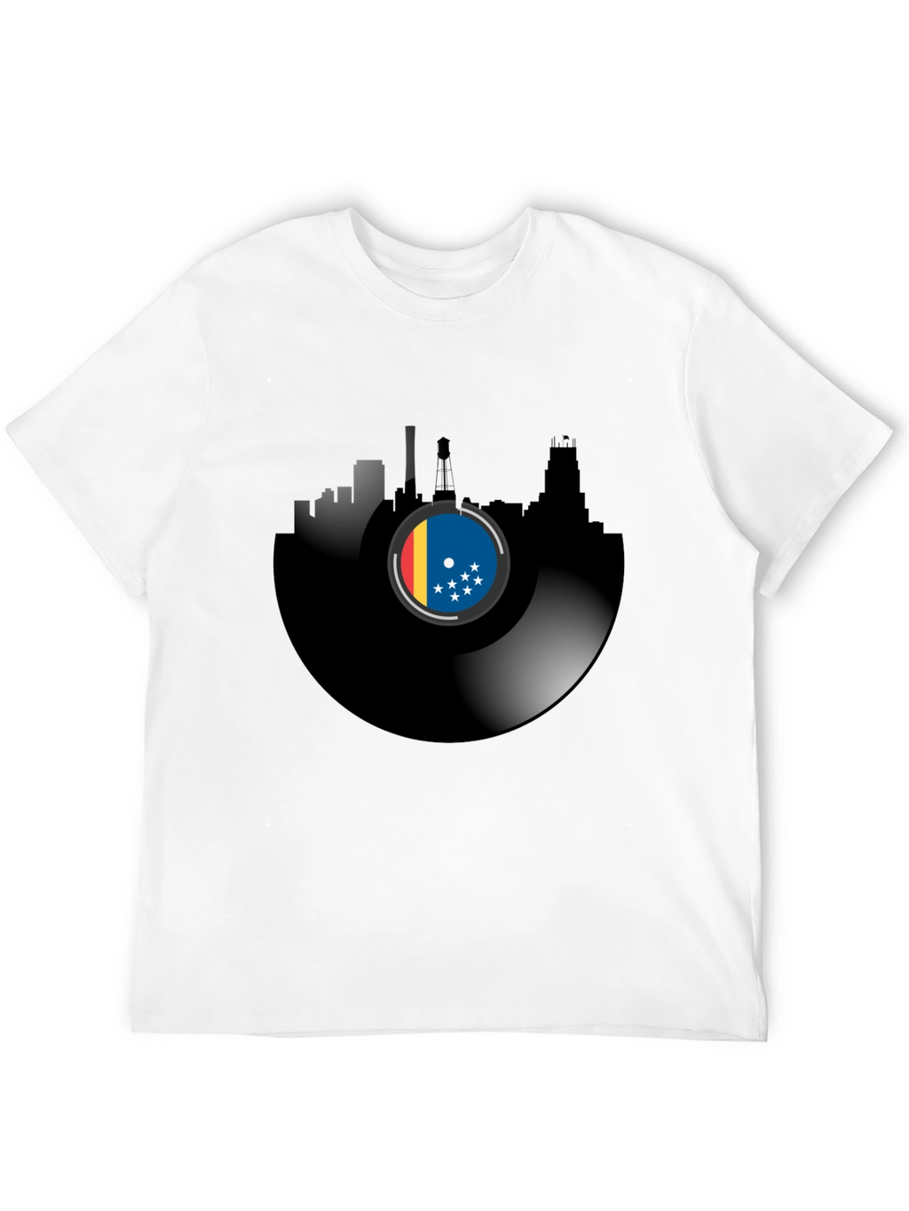Vinyl Record Cityscape T-Shirt