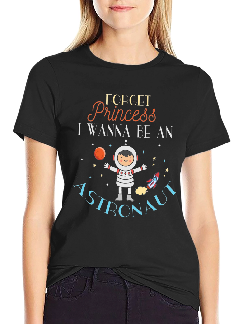 Forget Princess Astronaut Black T-Shirt