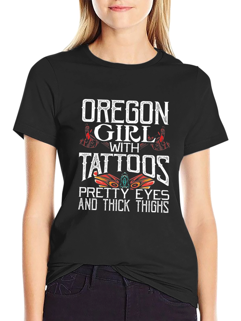 Oregon Girl with Tattoos Graphic T-Shirt