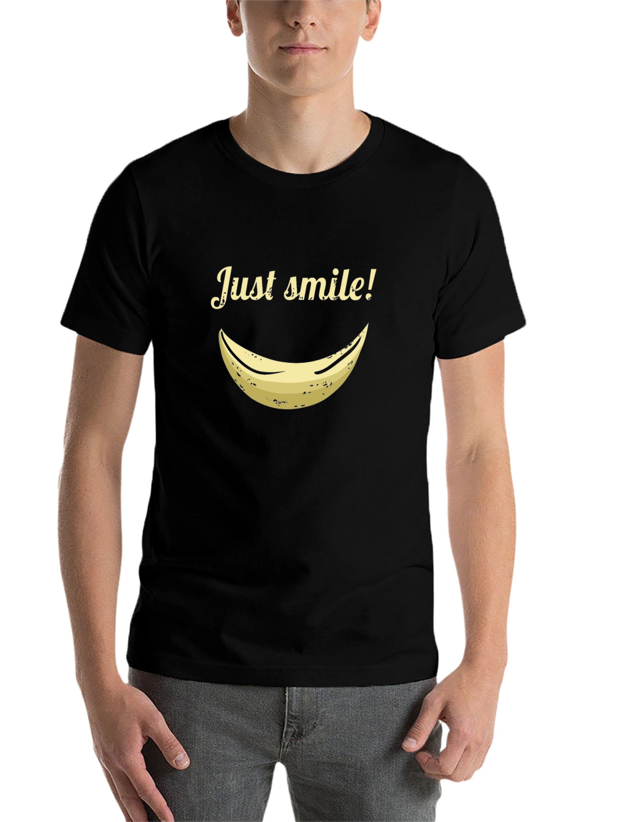 Just Smile Banana Graphic Tee - Black Casual Shirt
