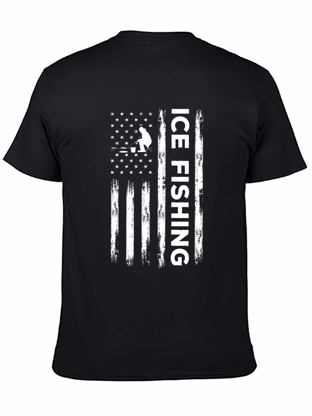 Ice Fishing American Flag T-Shirt
