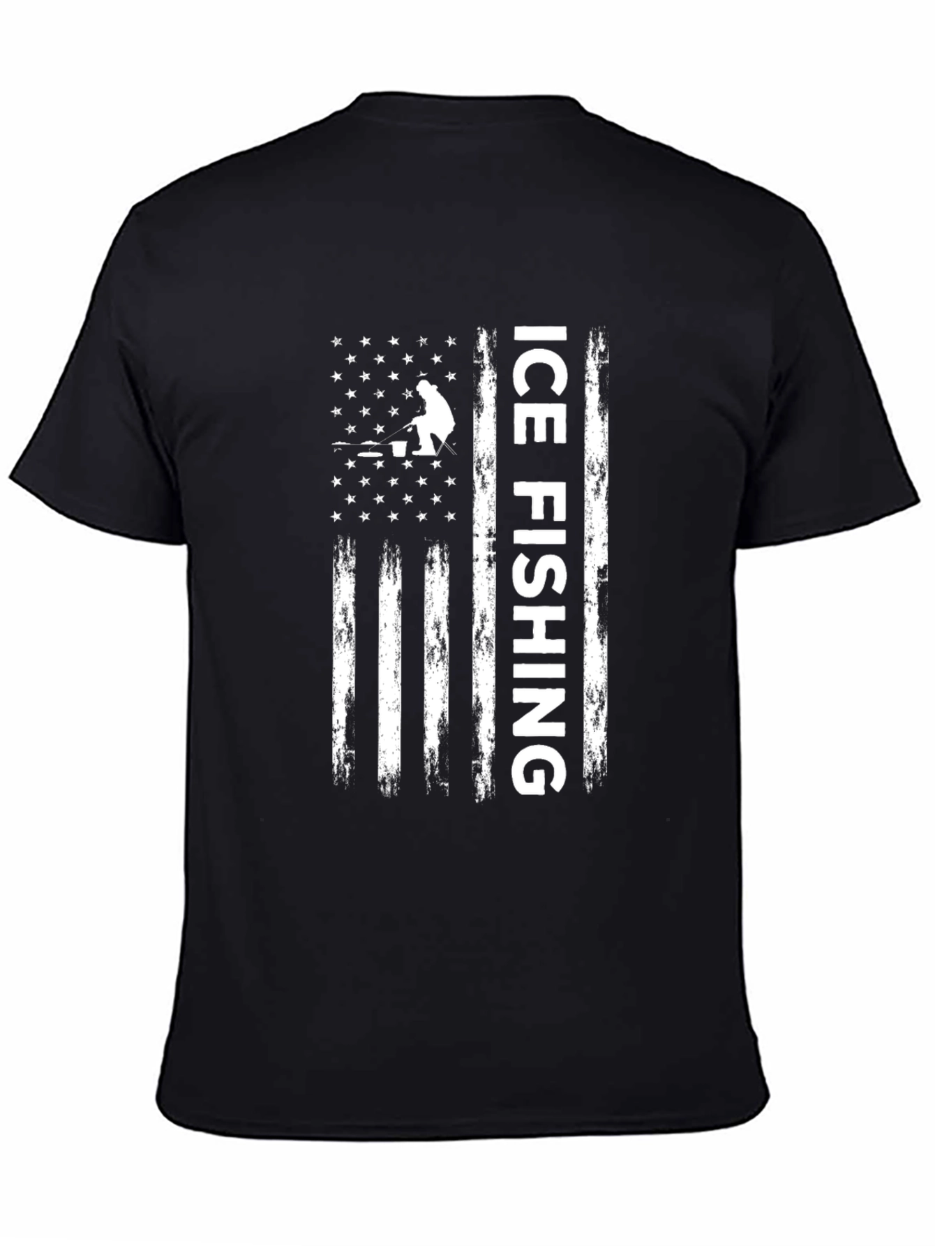 Ice Fishing American Flag T-Shirt
