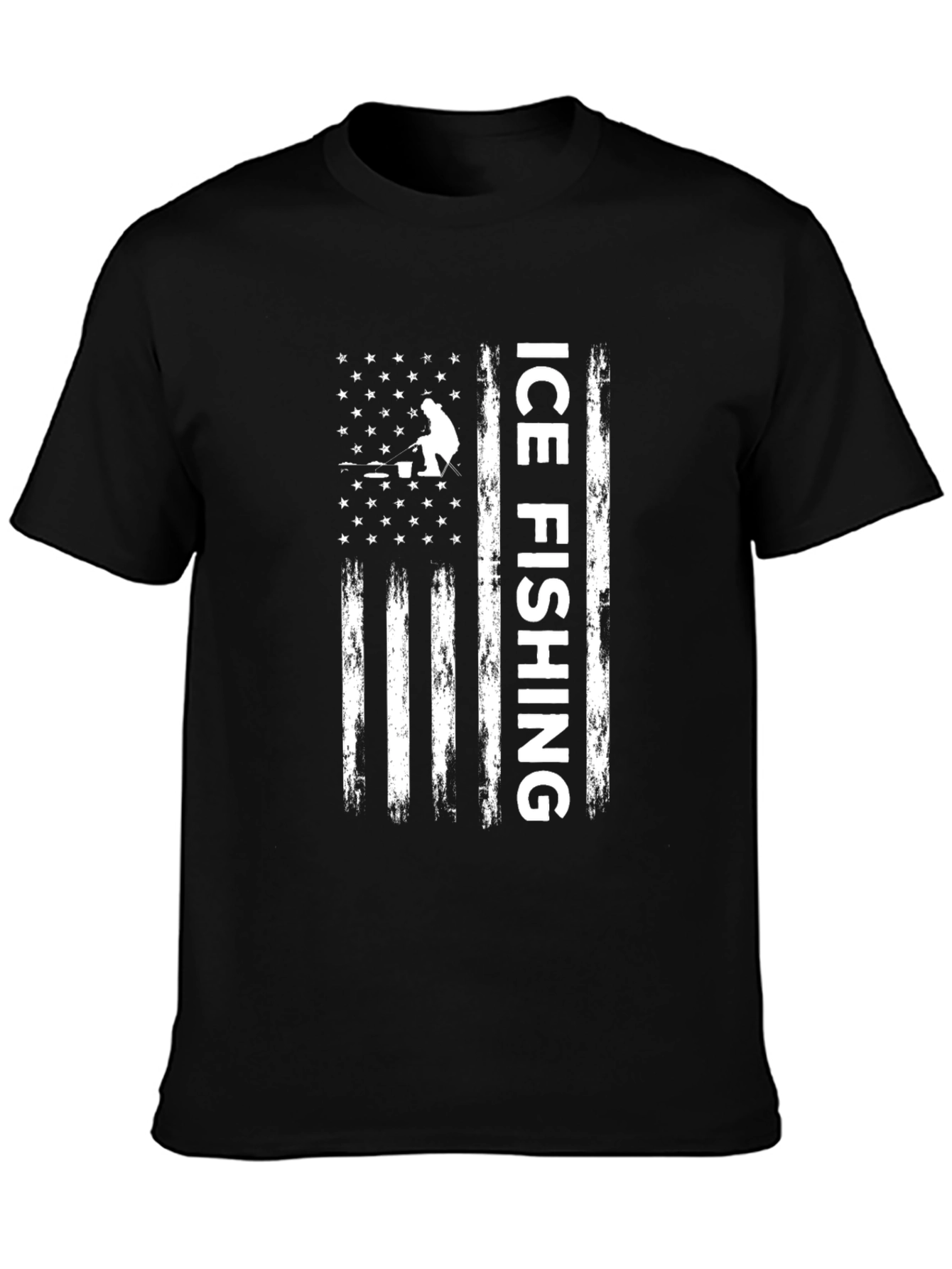 Ice Fishing American Flag T-Shirt