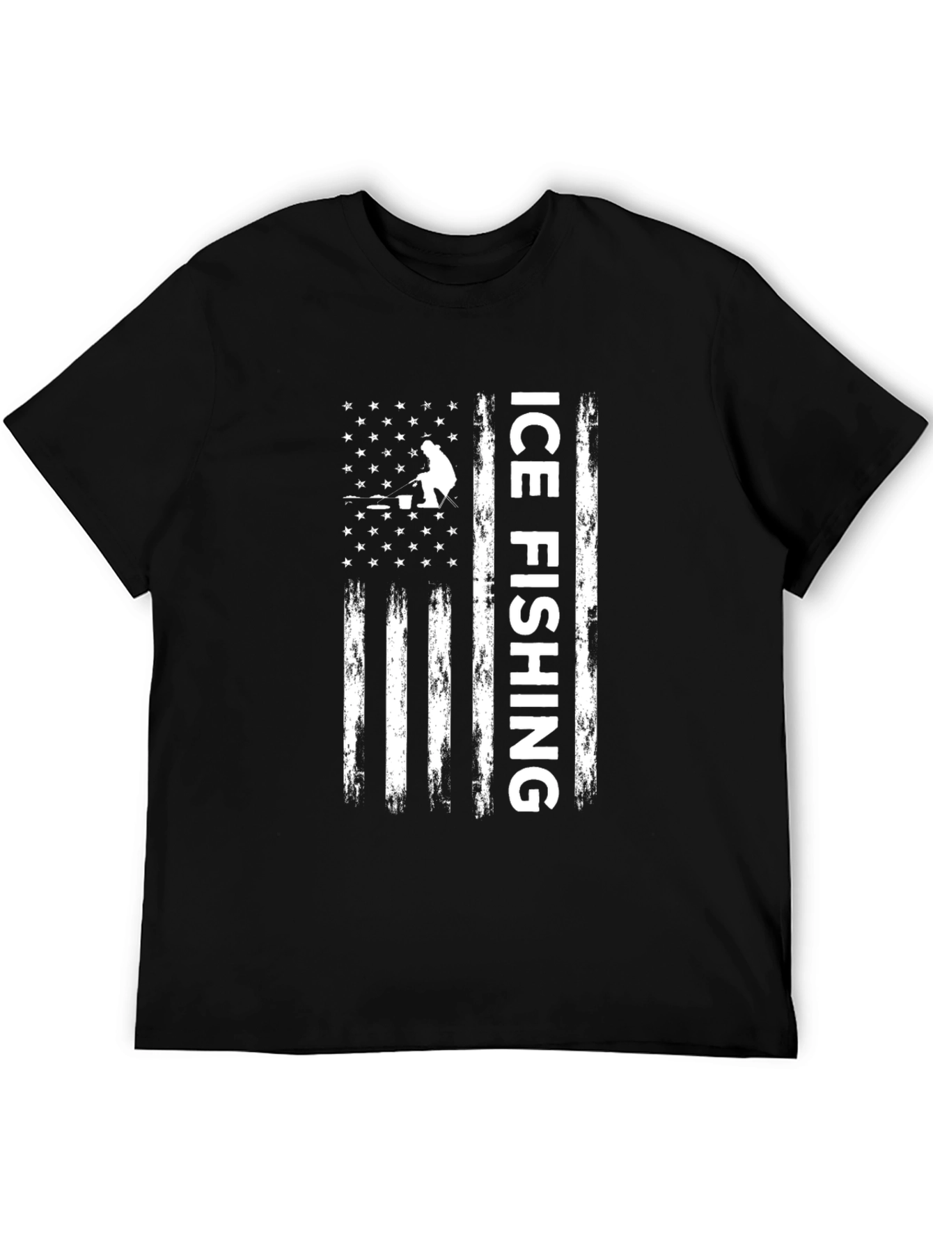 Ice Fishing American Flag T-Shirt