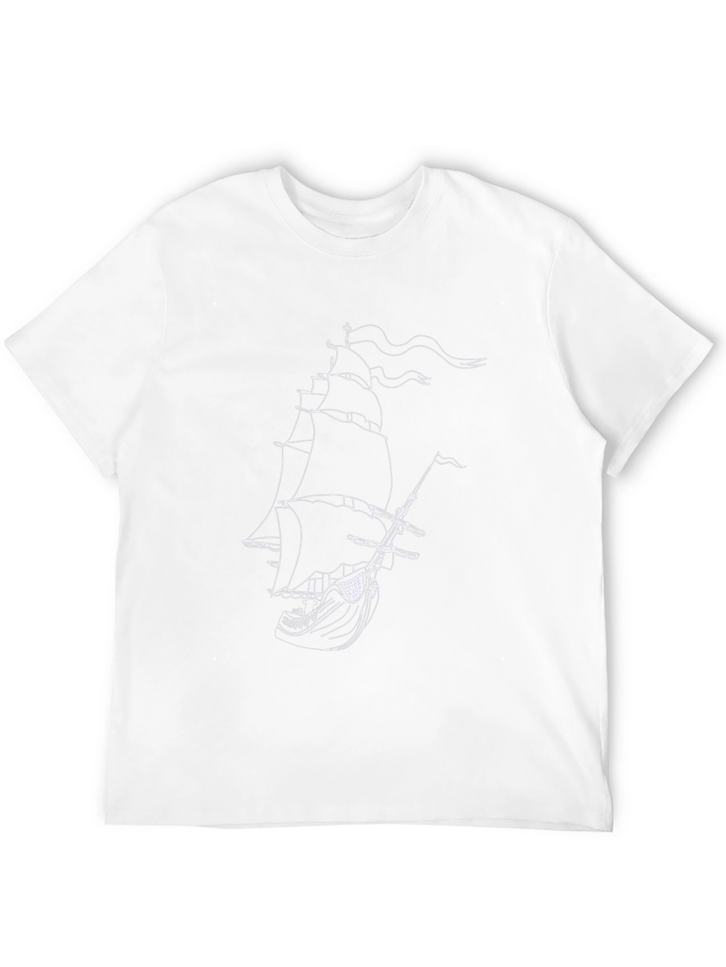 Black T-Shirt with Ship Graphic