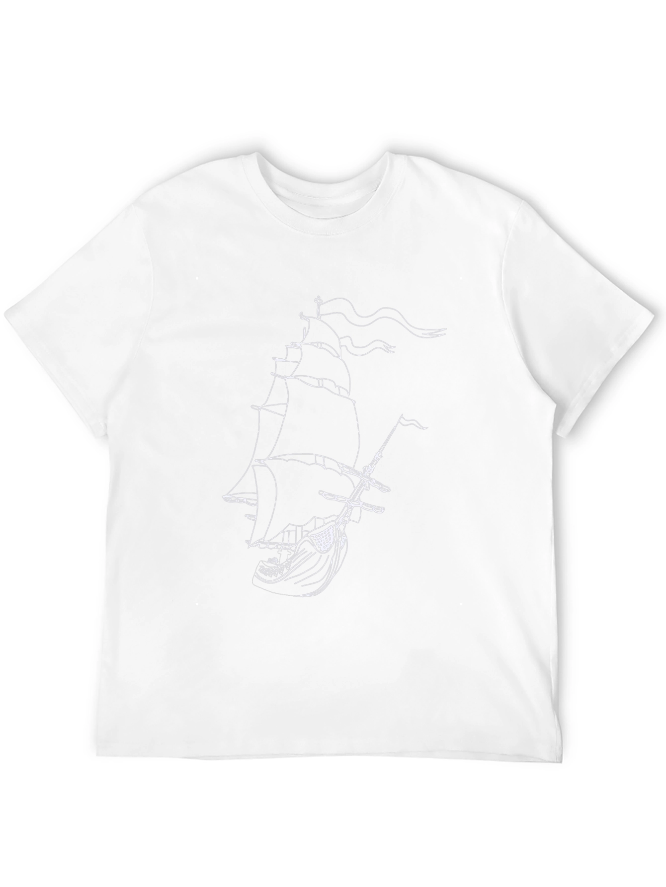 Black T-Shirt with Ship Graphic