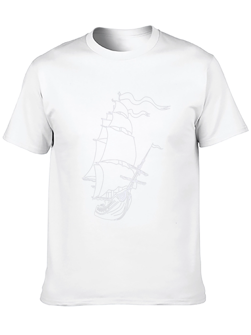 Black T-Shirt with Ship Graphic