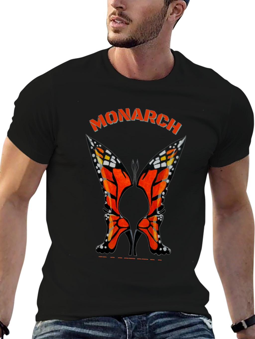 Monarch Butterfly Heels Black T-Shirt