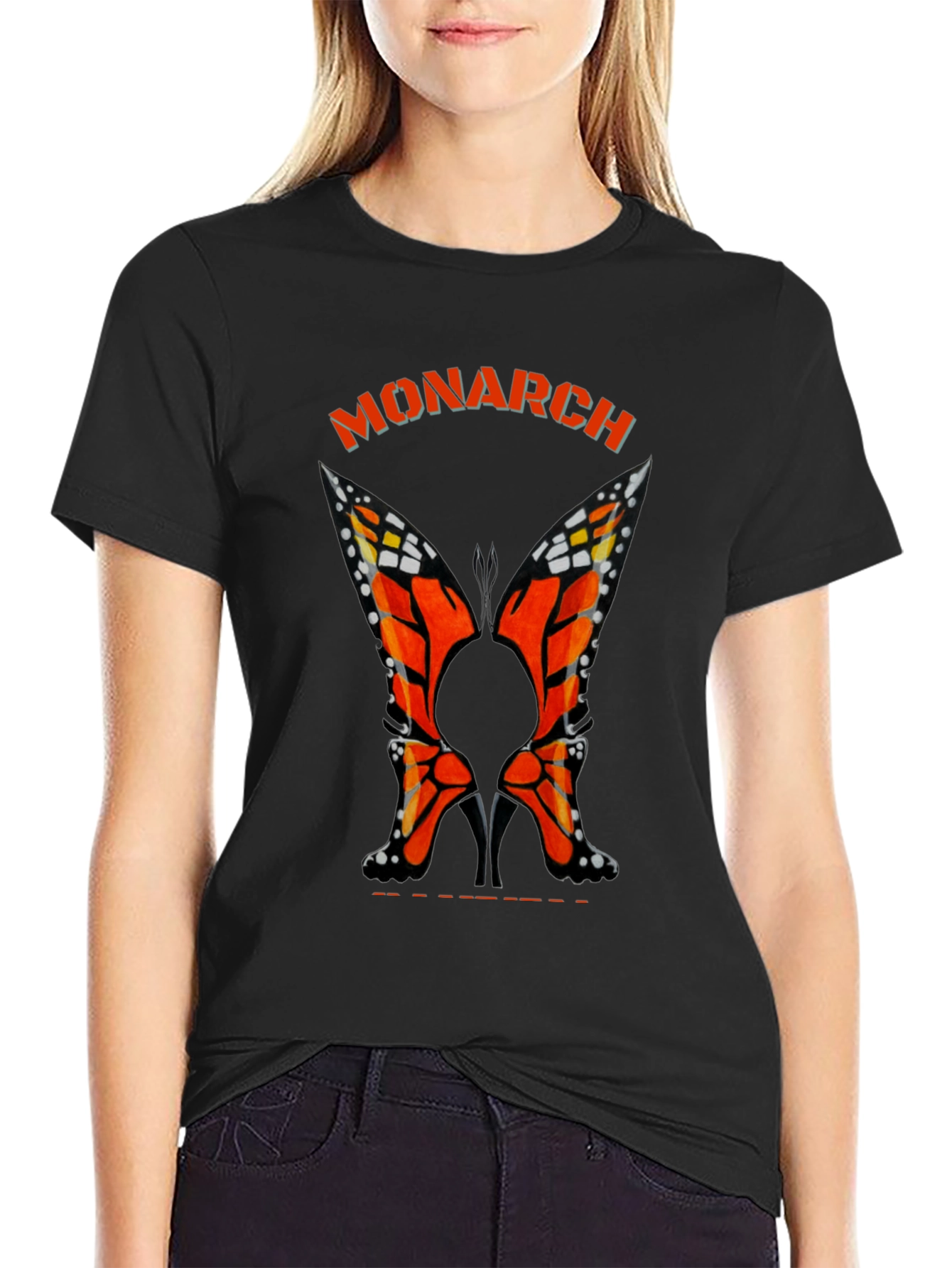 Monarch Butterfly Heels Black T-Shirt
