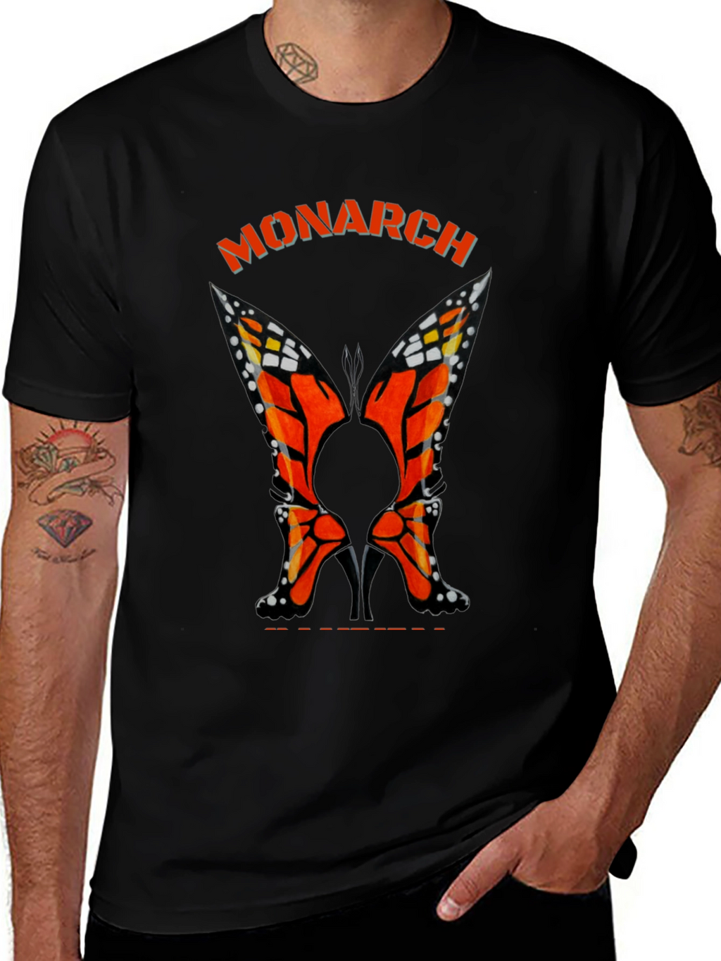 Monarch Butterfly Heels Black T-Shirt