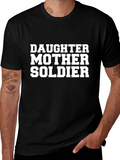 Daughter Mother Soldier Graphic Tee - Black Cotton Shirt