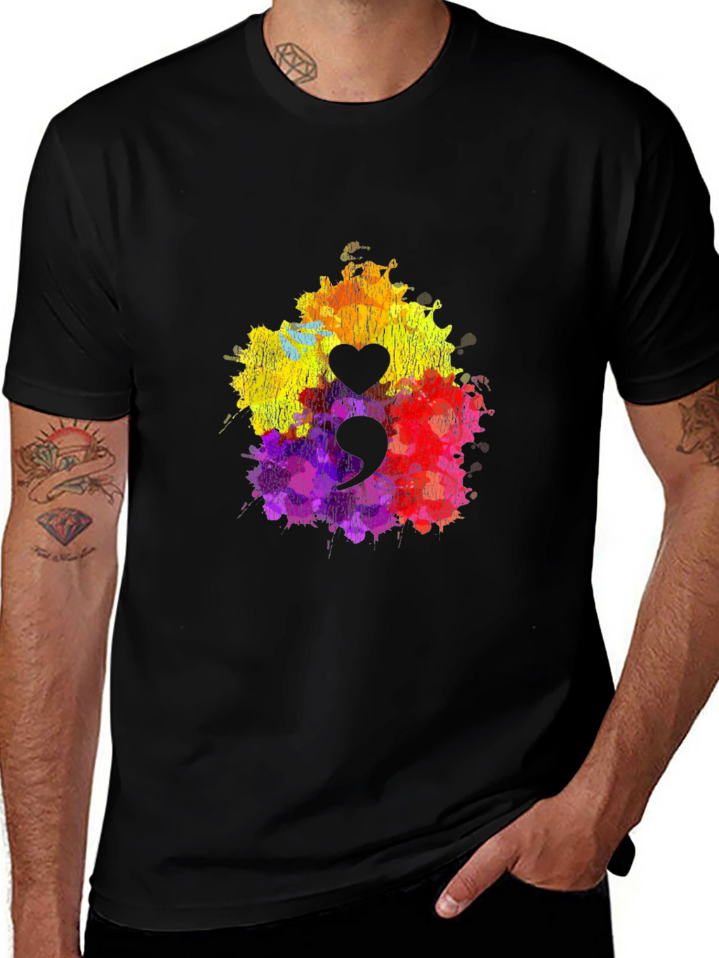 Semicolon Heart T-Shirt - Mental Health Awareness