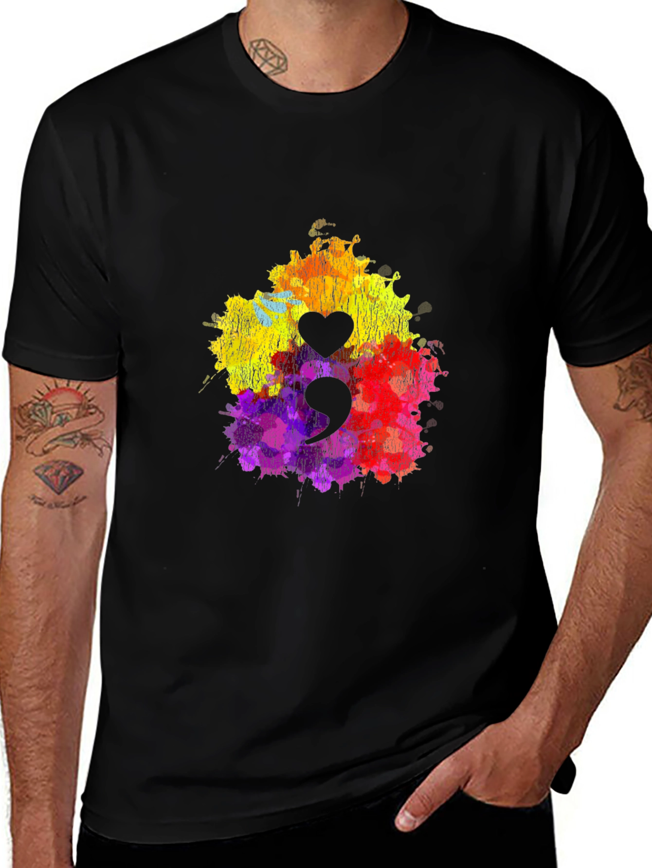 Semicolon Heart T-Shirt - Mental Health Awareness