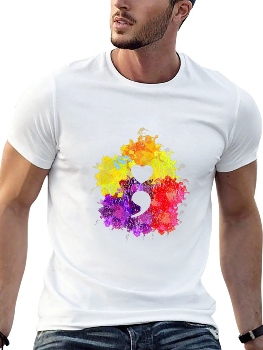 Semicolon Heart T-Shirt - Mental Health Awareness