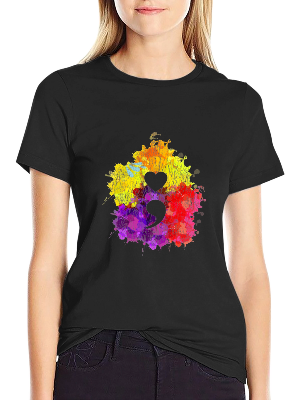 Semicolon Heart T-Shirt - Mental Health Awareness