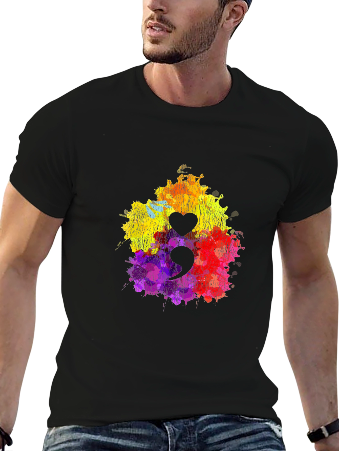 Semicolon Heart T-Shirt - Mental Health Awareness