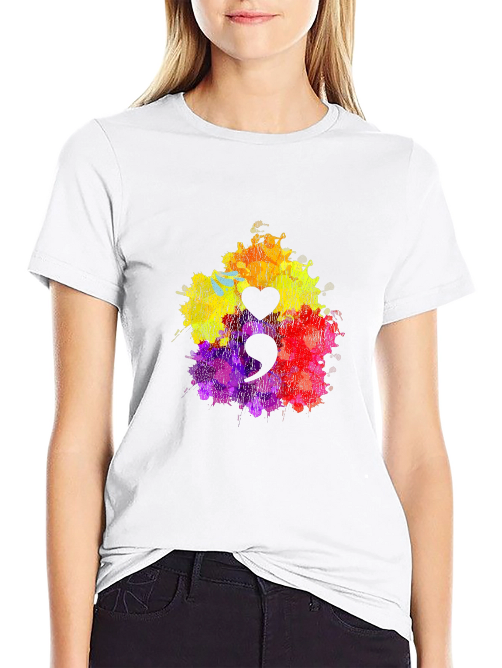 Semicolon Heart T-Shirt - Mental Health Awareness